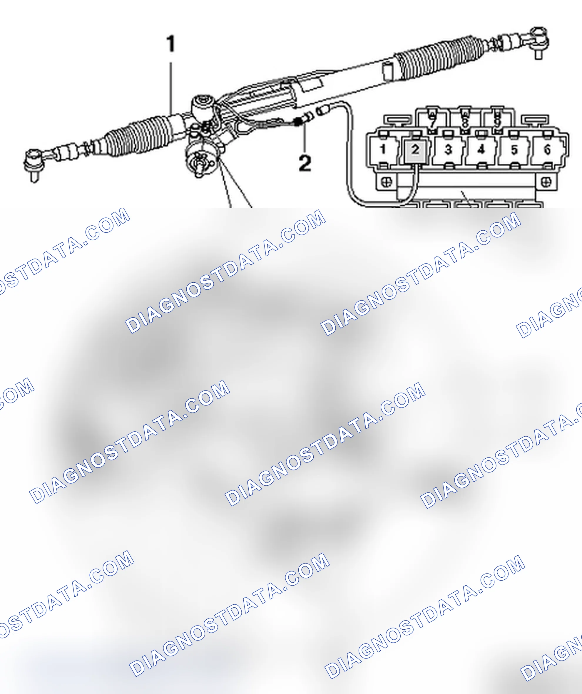 Scheme 382: Servotronic steering gear, assembly overview