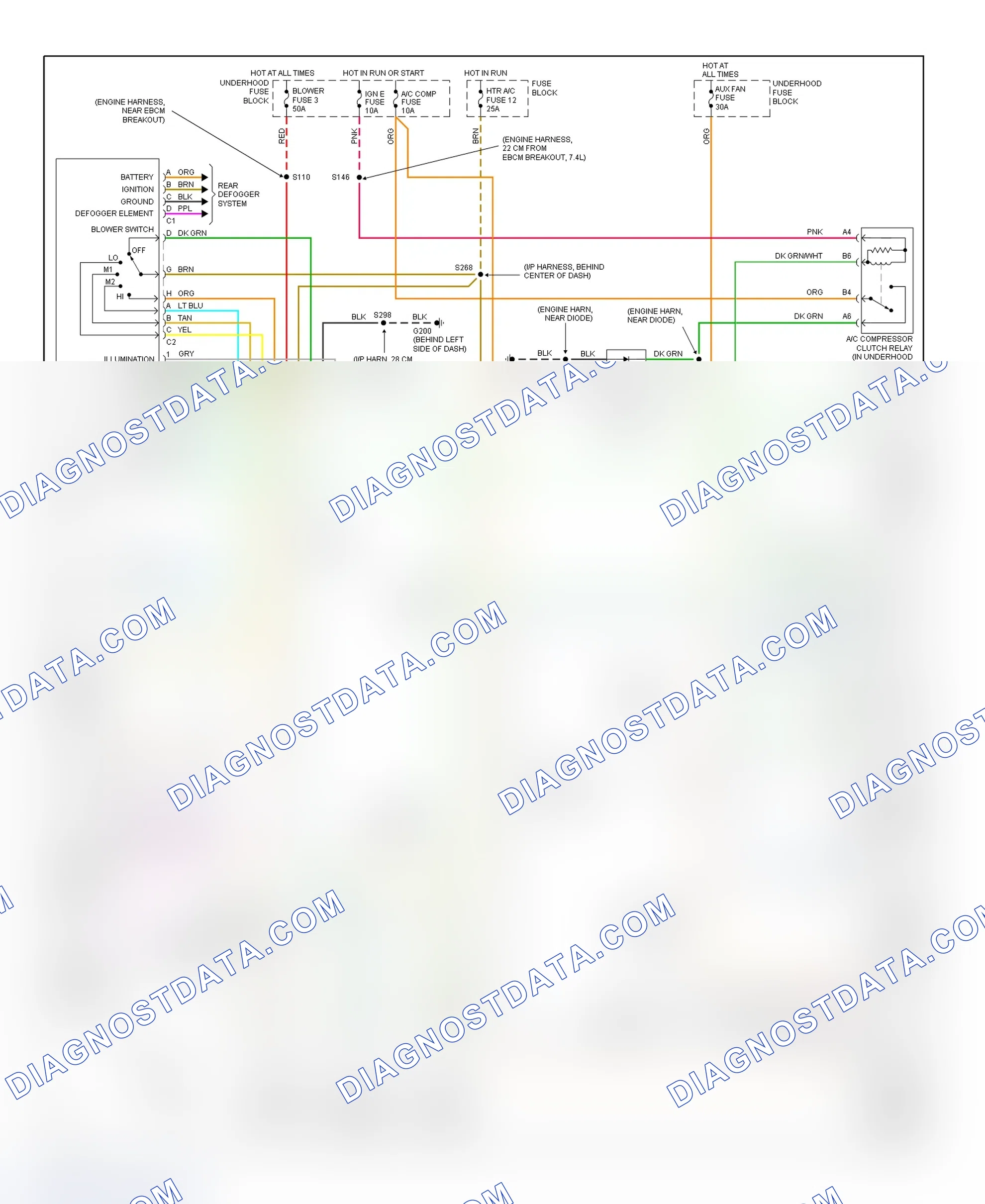 Scheme 13: Manual A/C-Heater System Wiring Diagram ("C" & "K" Pickups, Escalade, Suburban, Tahoe & Yukon - Except Diesel)