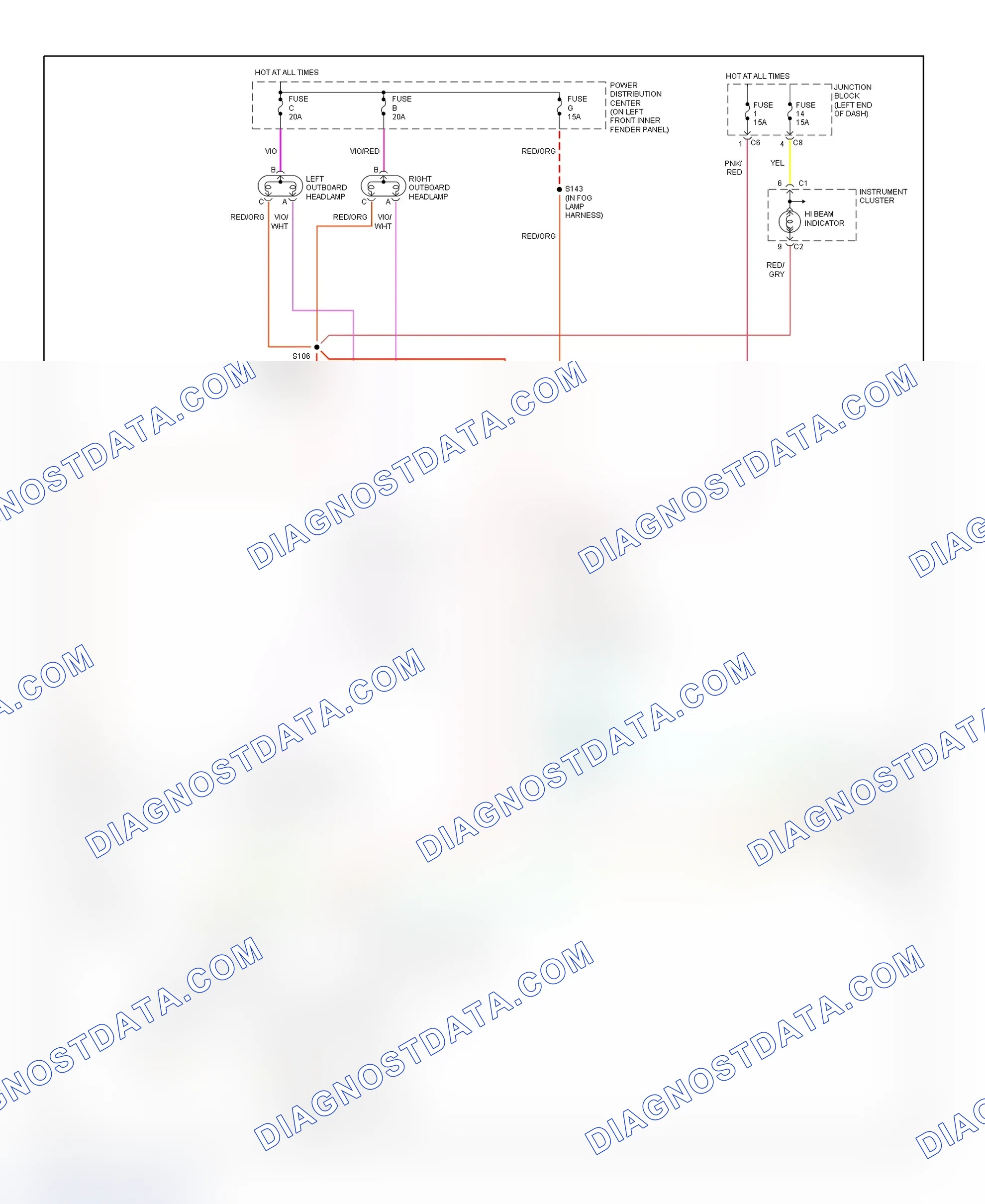 Scheme 10: Headlight System Wiring Diagram (Ram Pickup - Without Quad Headlights)