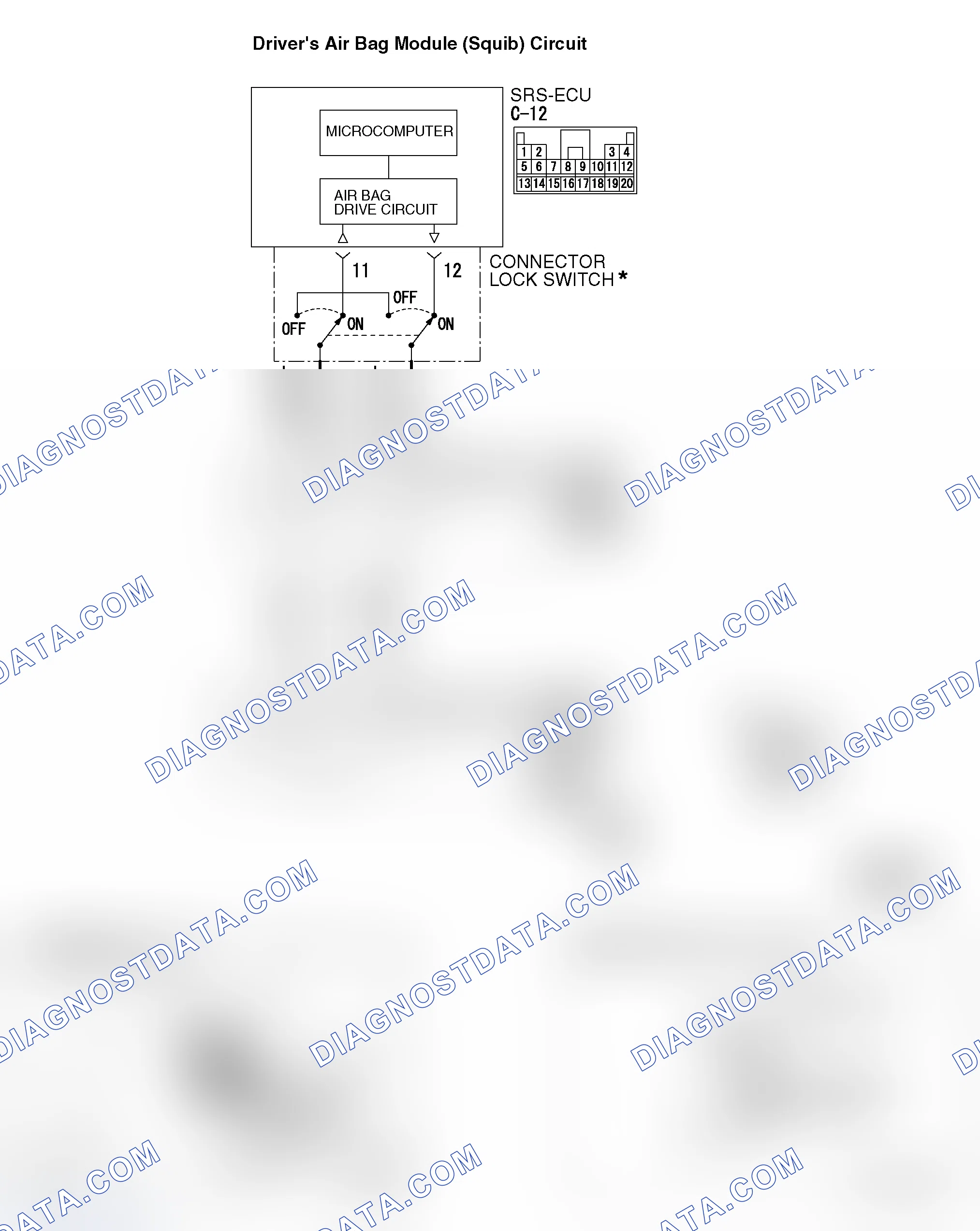 Scheme 464: DTC 61: Driver's Air Bag Module (Squib) System Fault for Power Supply Circuit (Short-Circuited to Po