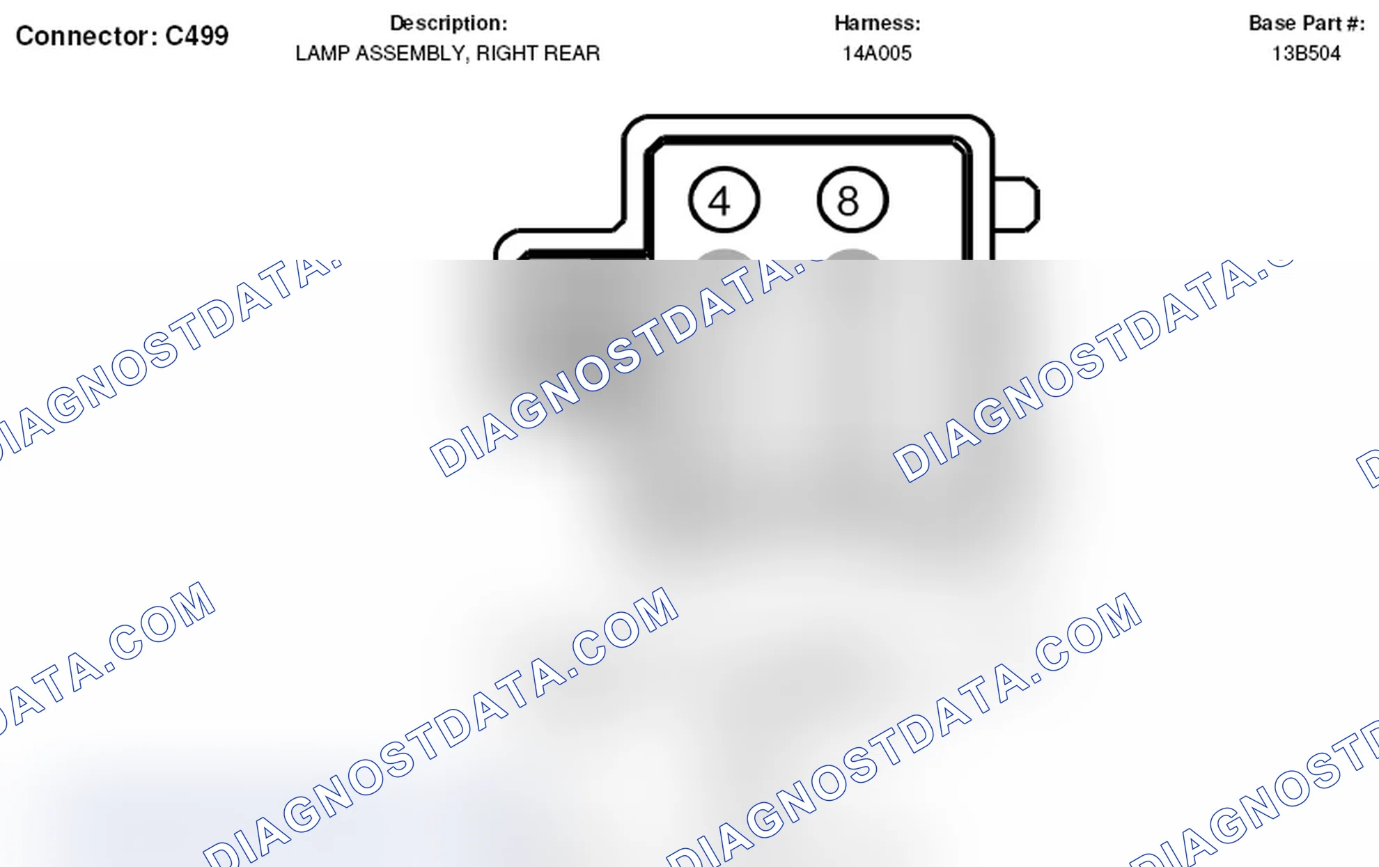 Scheme 137: Right Rear Lamp Assembly Connector End View (C499)
