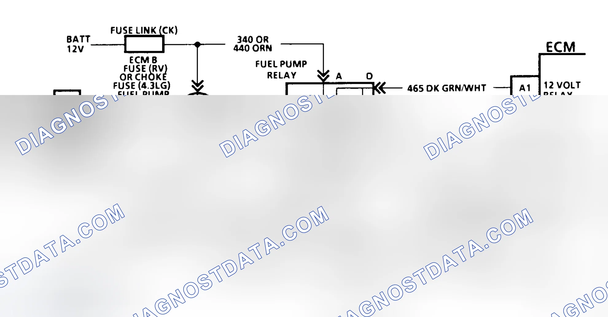 Scheme 86: Code 54 Schematic (C, K, R, V, G, & P Series W/O 4L80-E Trans) Fuel Pump Circuit