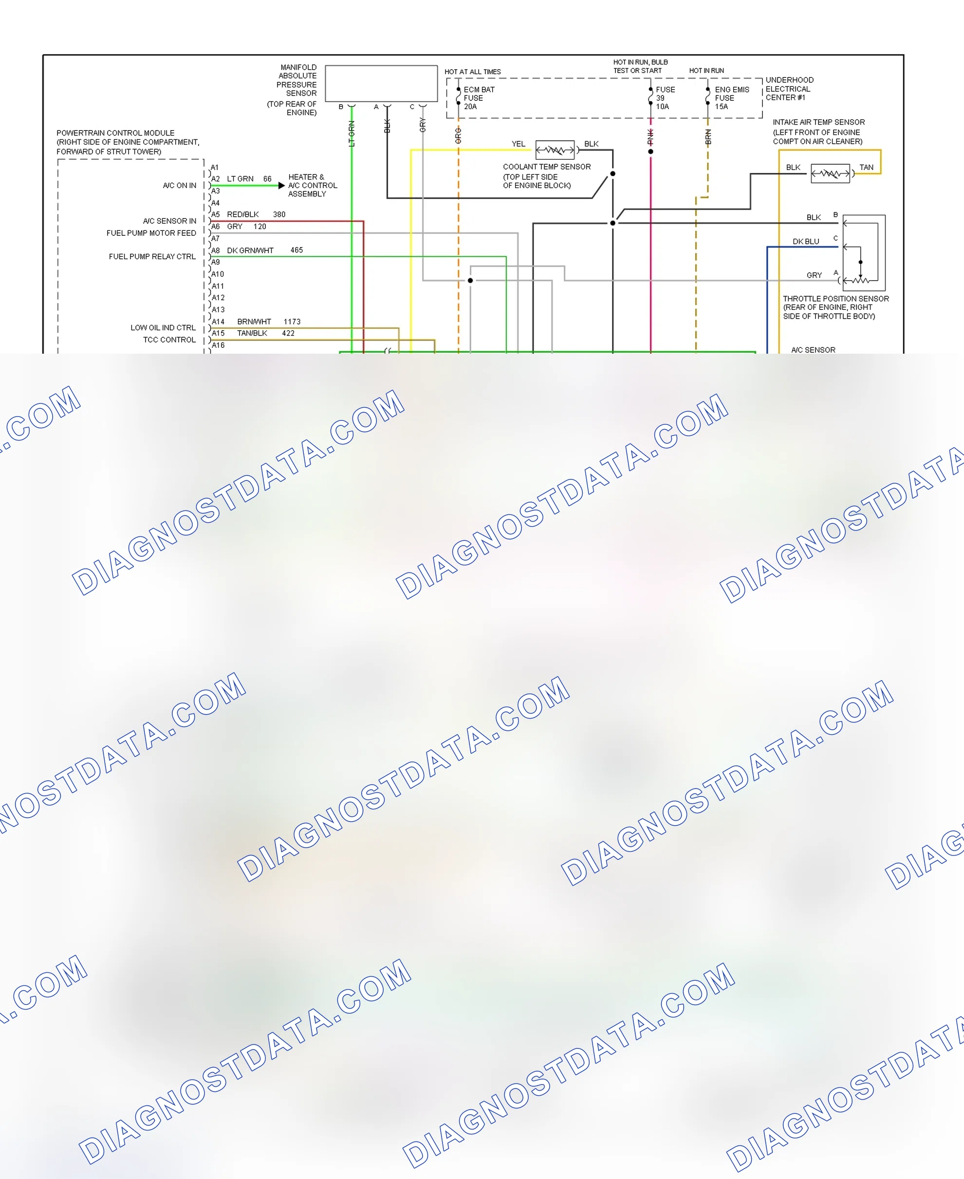 Scheme 1: 3.1L W/3-Speed A/T (VIN M) PCM Wiring Diagram (Grand Prix - 1 Of 2)