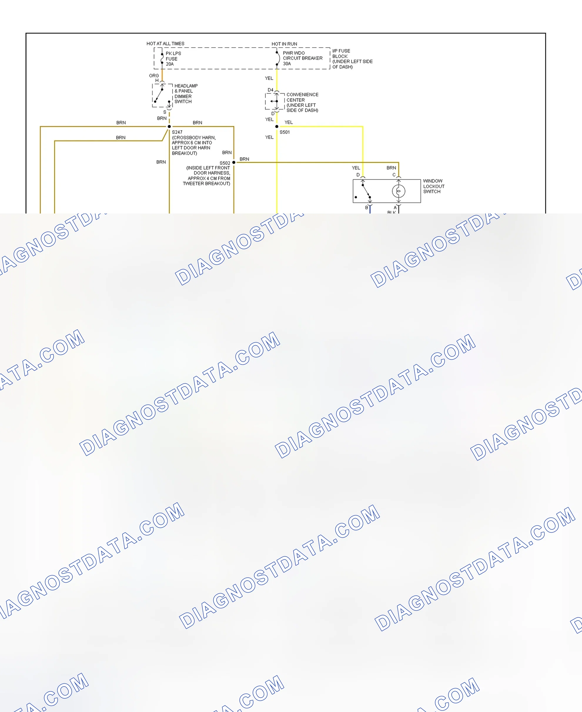 Scheme 9: Power Window System Wiring Diagram (Escalade, Pickup, Tahoe & Yukon - 4-Door)