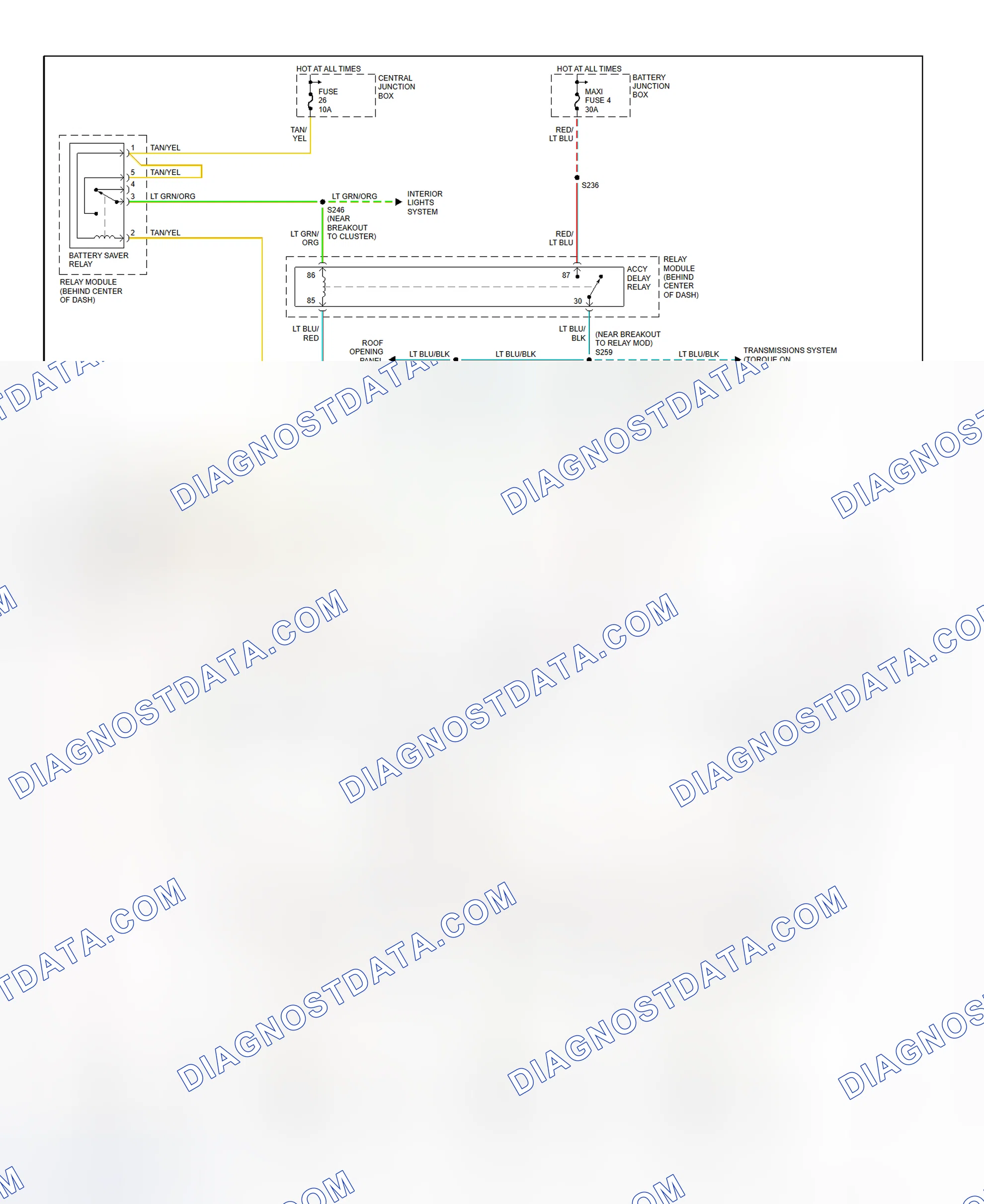 Fig. 13: Power Window System Wiring Diagram (Explorer & Mountaineer 4-Door - 2000)