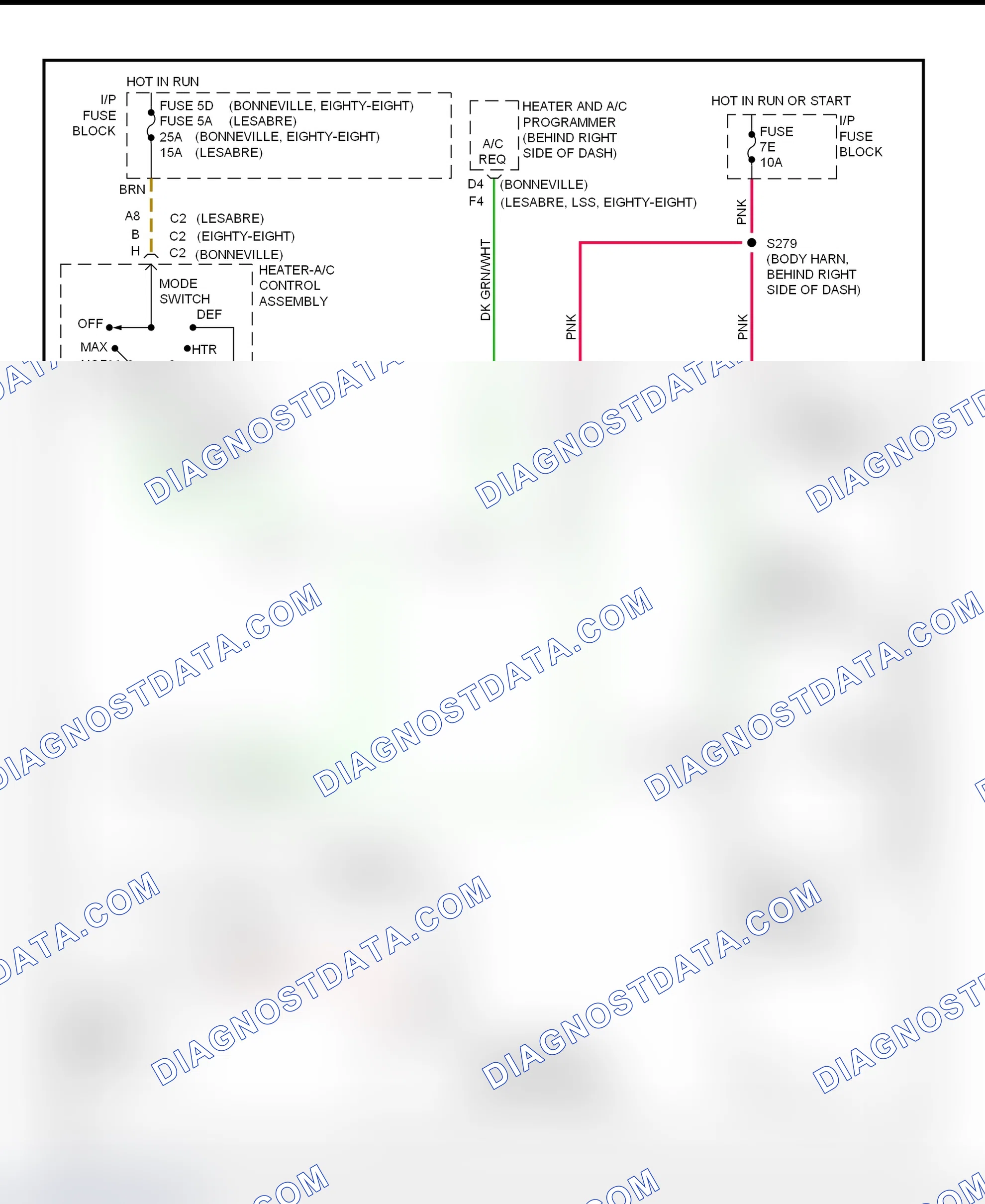 Scheme 5: A/C Compressor Clutch Control Circuit Wiring Diagram (Bonneville, Eighty Eight, LeSabre & LSS)