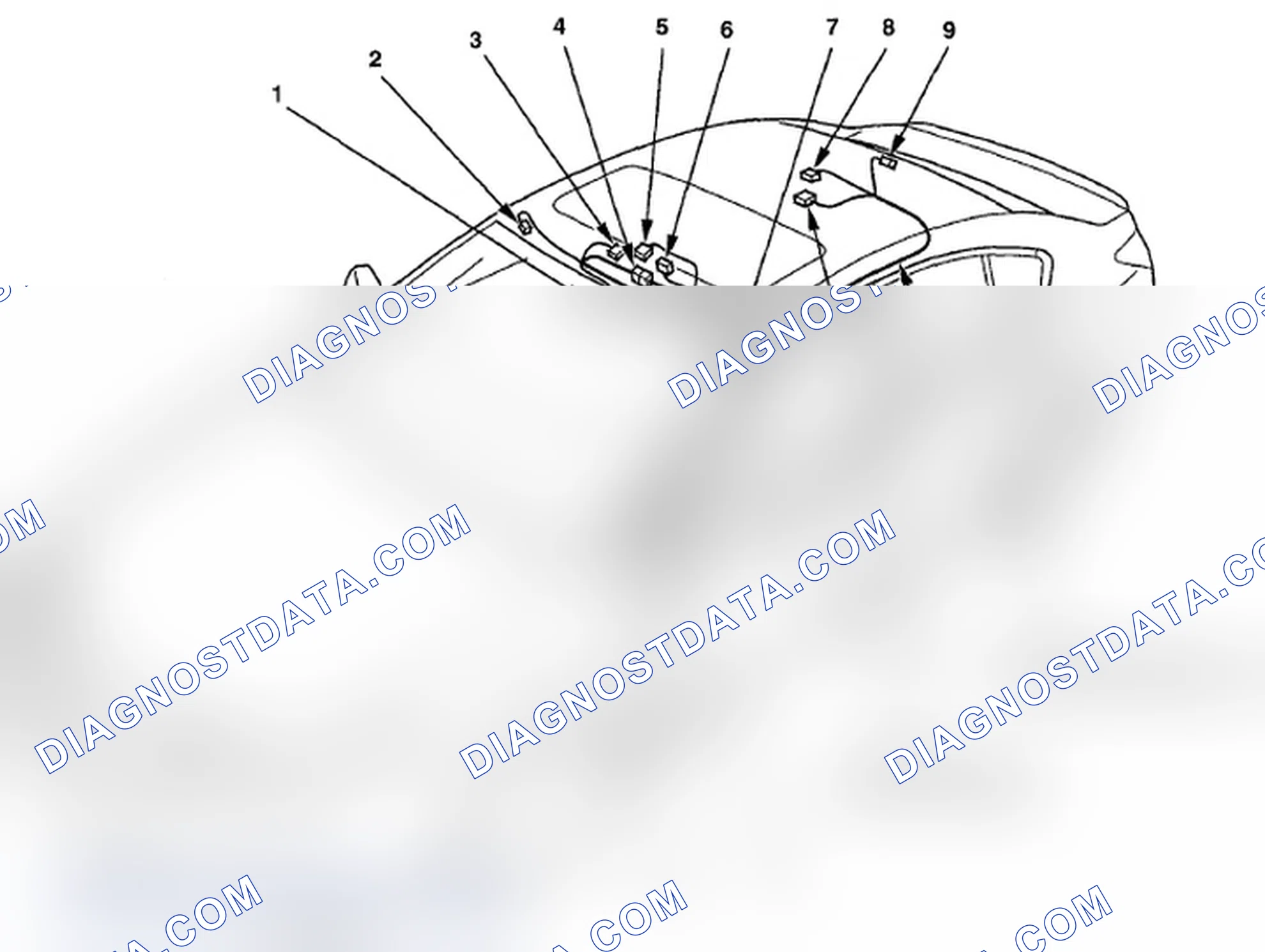 Scheme 536: Identifying Roof Wire Harness And Moonroof Sub-Harness (Page 203-55)