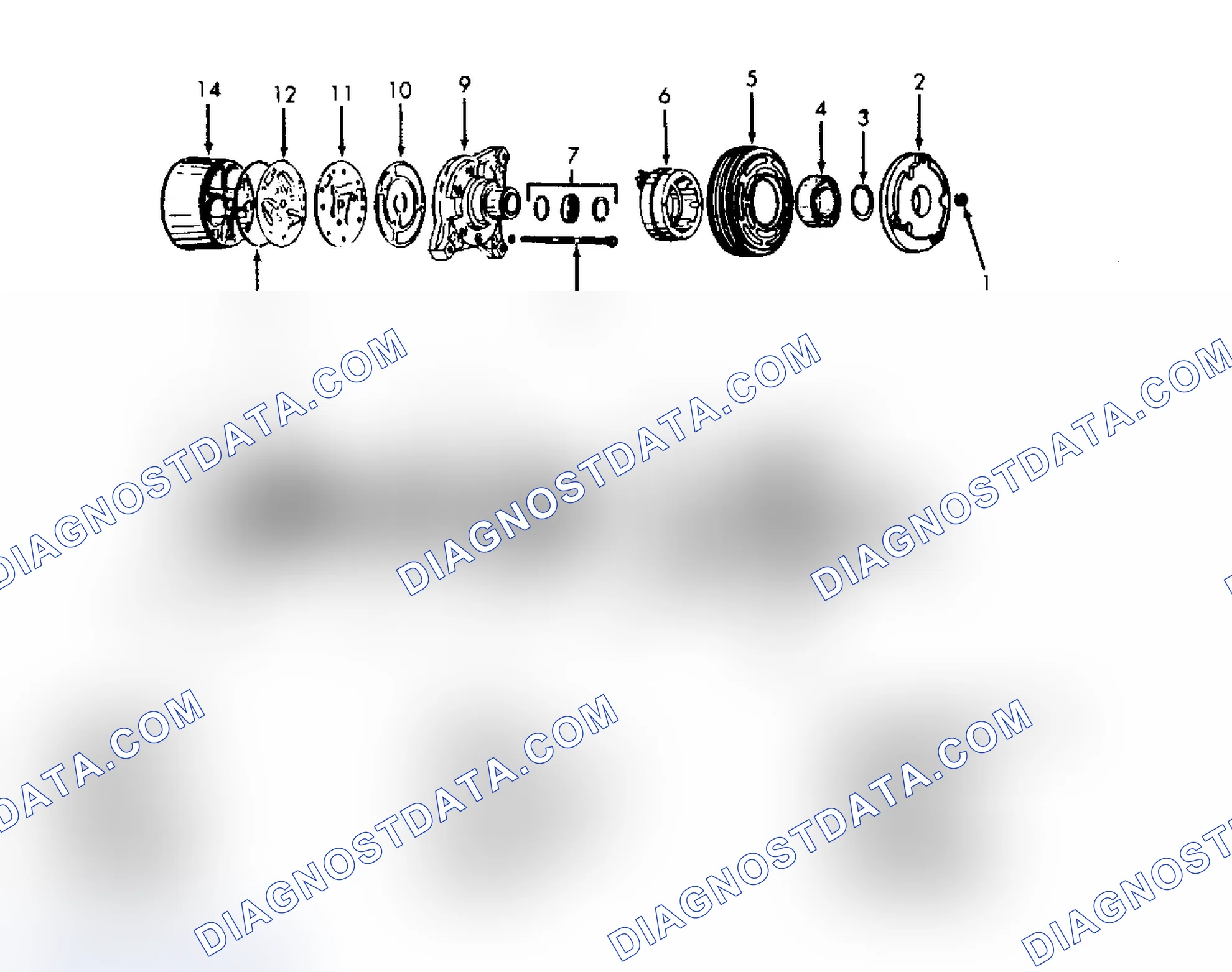 Scheme 6: Exploded View of Harrison HR-6 6-Cylinder Compressor