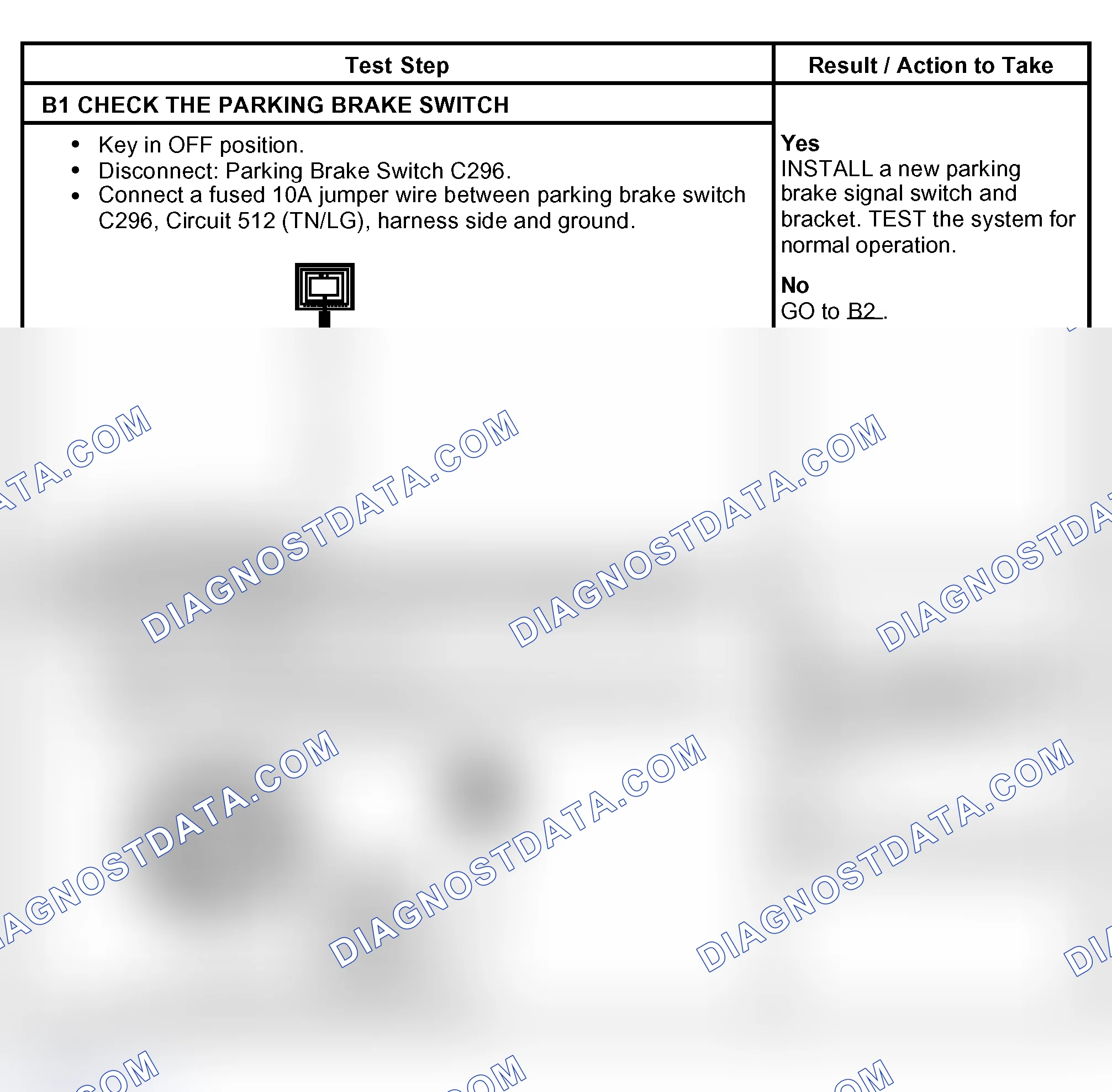Scheme 6: PINPOINT TEST B: THE DAYTIME RUNNING LAMPS ARE ON WITH THE PARKING BRAKE SET