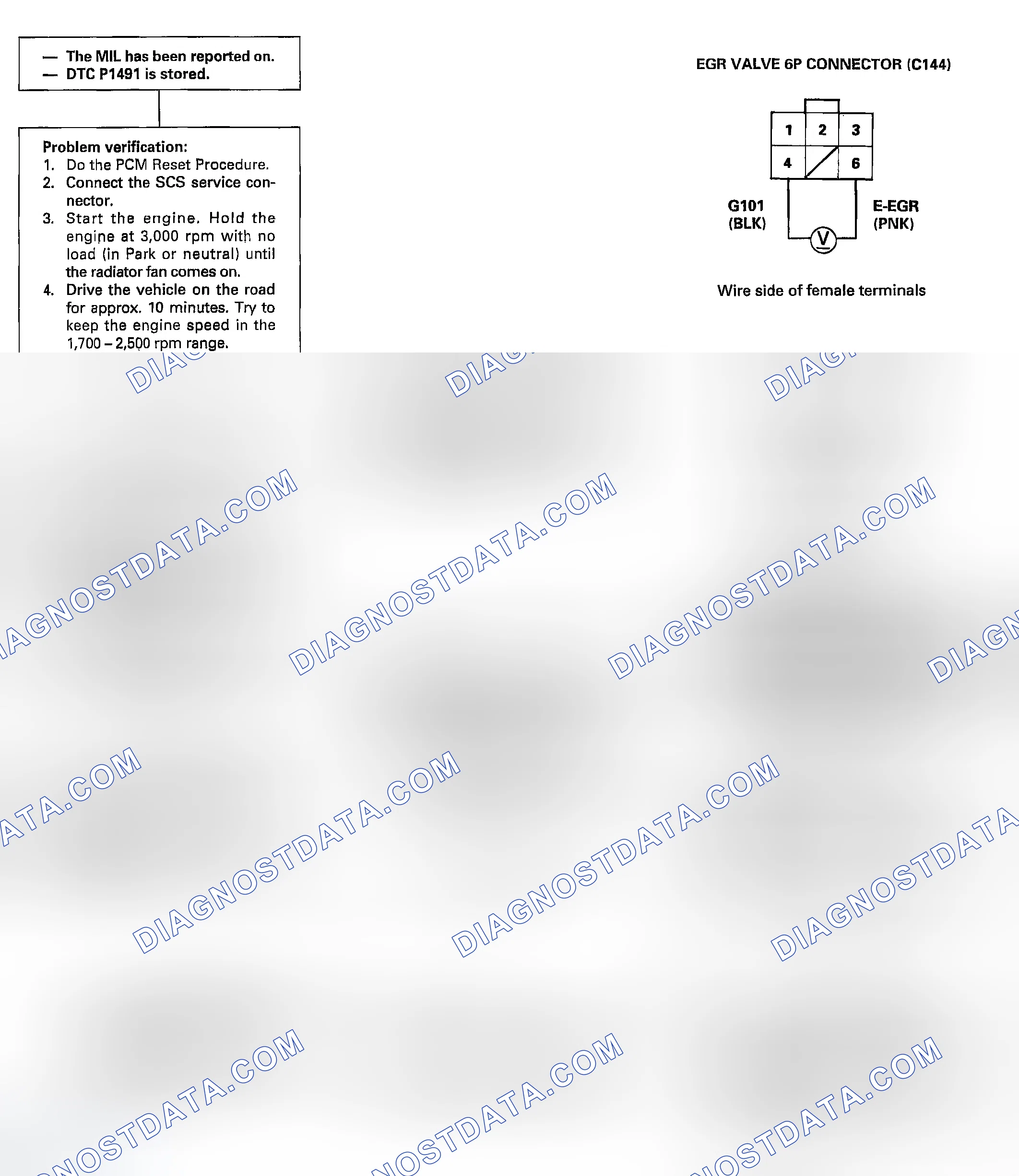 Scheme 113: DTC P1491: A malfunction in the Exhaust Gas Recirculation (EGR) system