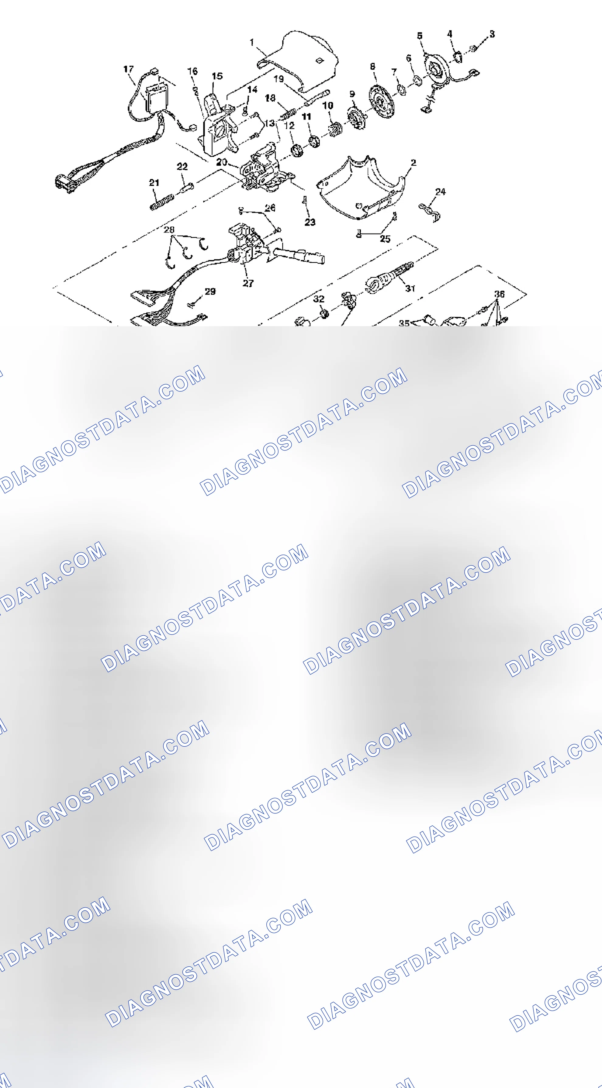 Scheme 2: TILT STEERING COLUMN DISASSEMBLED VIEW (FLOOR SHIFT)