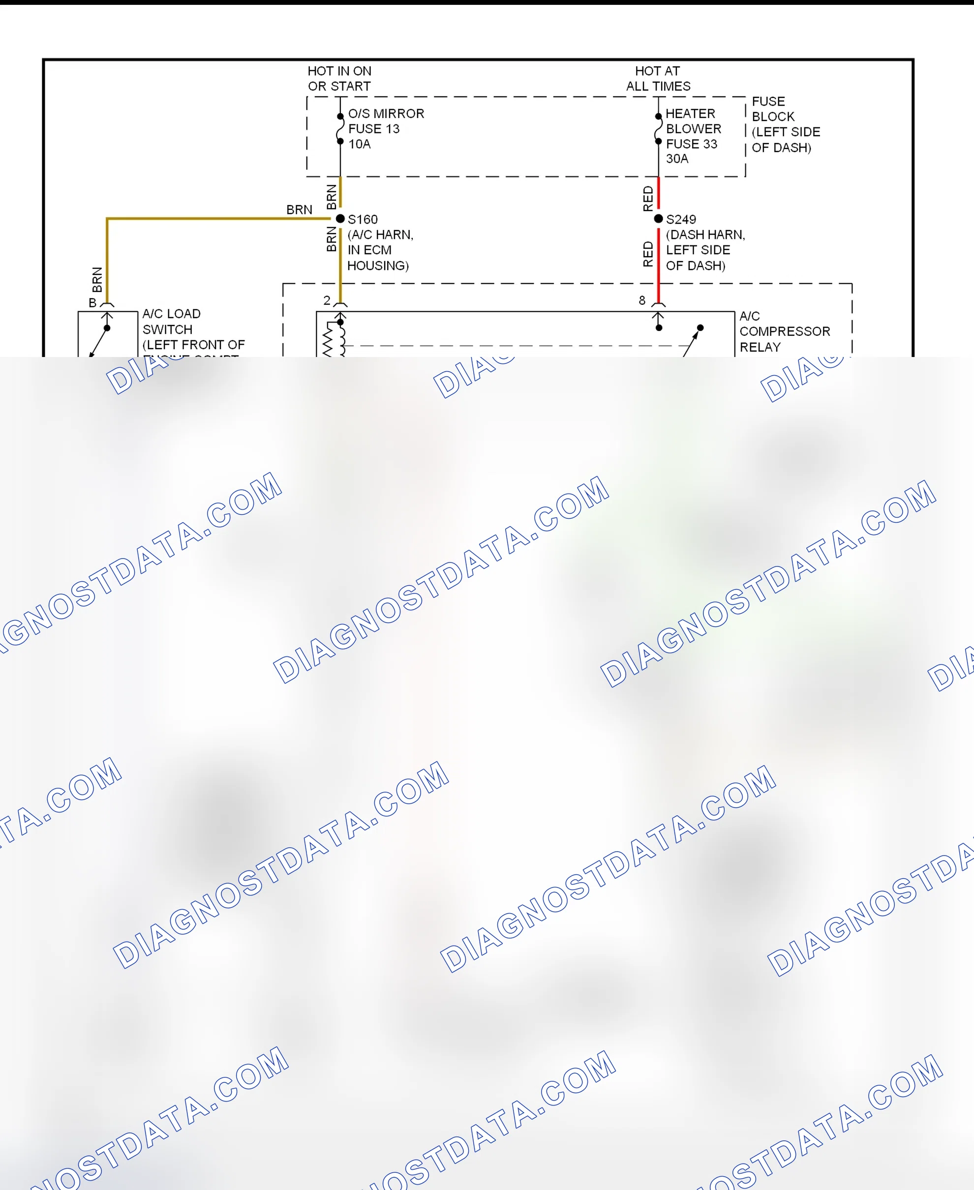 Scheme 14: A/C Compressor Clutch Control Circuit Wiring Diagram (2000-01 Catera)