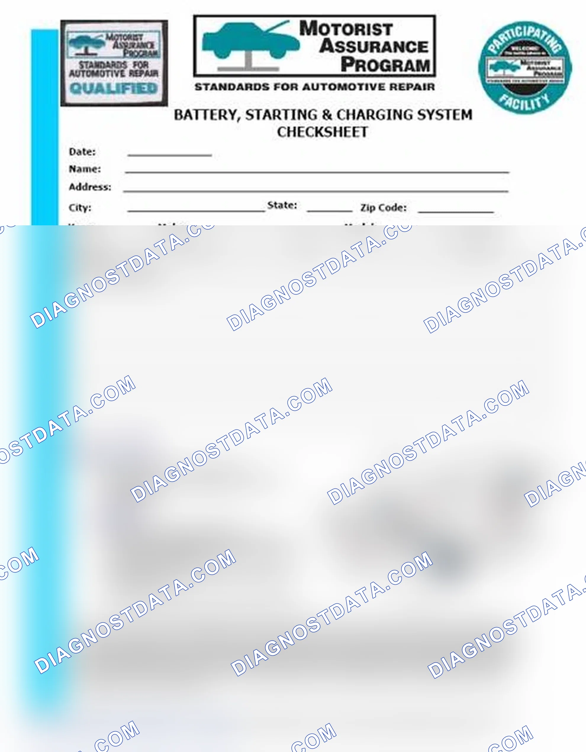 Scheme 3: Battery, Starting & Charging System Checksheet (1 Of 2)