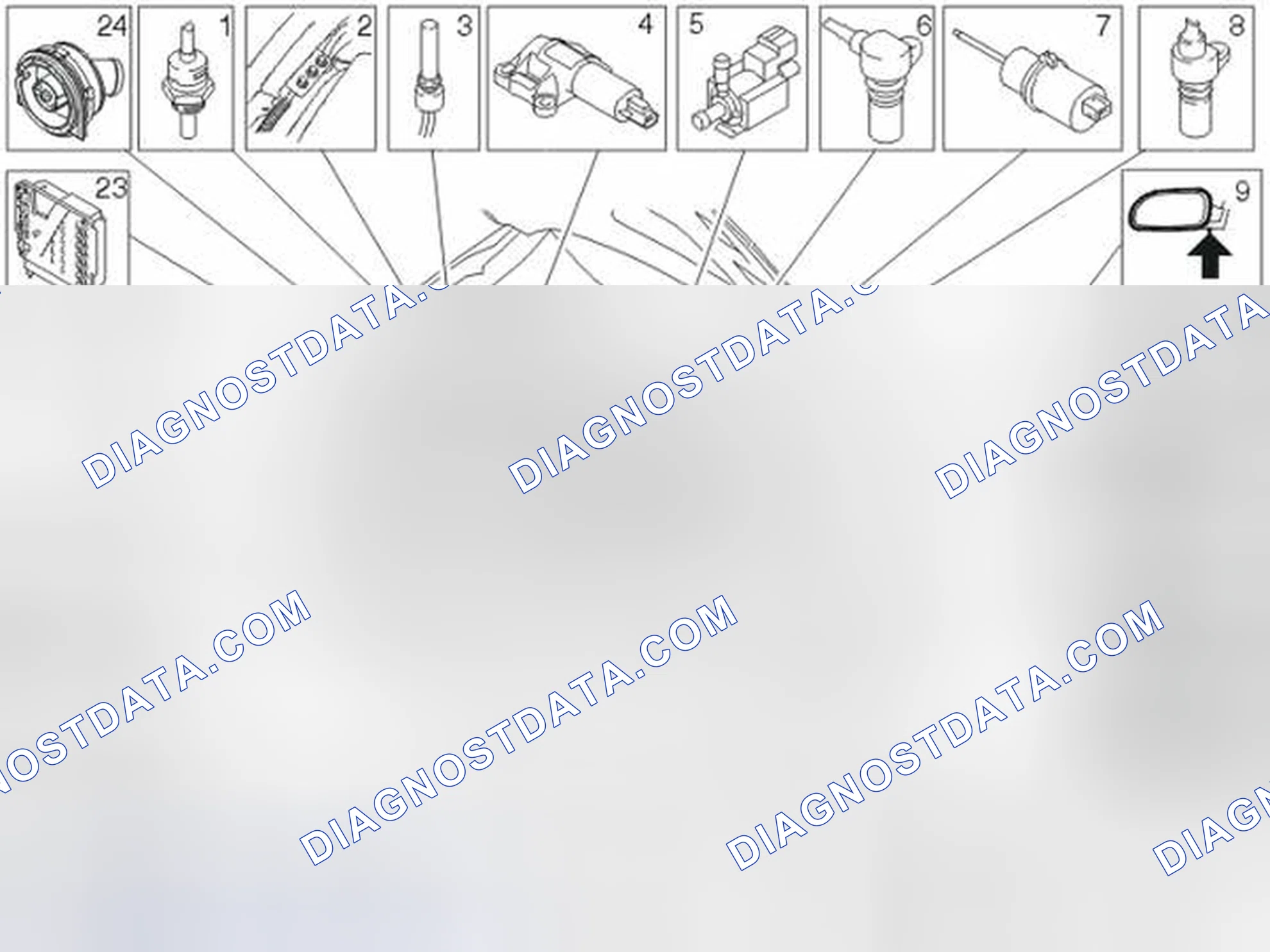Scheme 200: Location of components, engine compartment