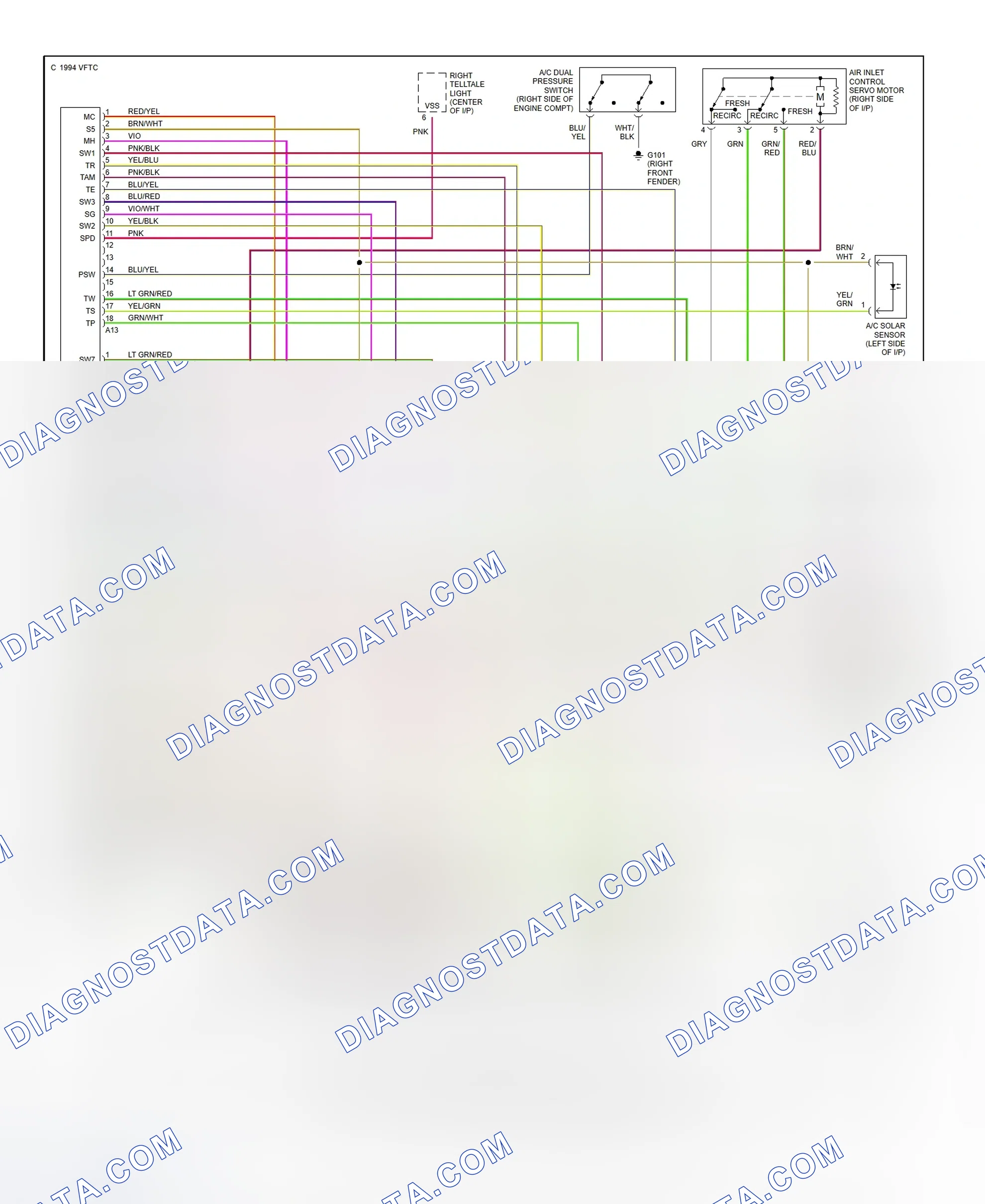 Scheme 1: Automatic A/C-Heater System Wiring Diagram (1 Of 2)