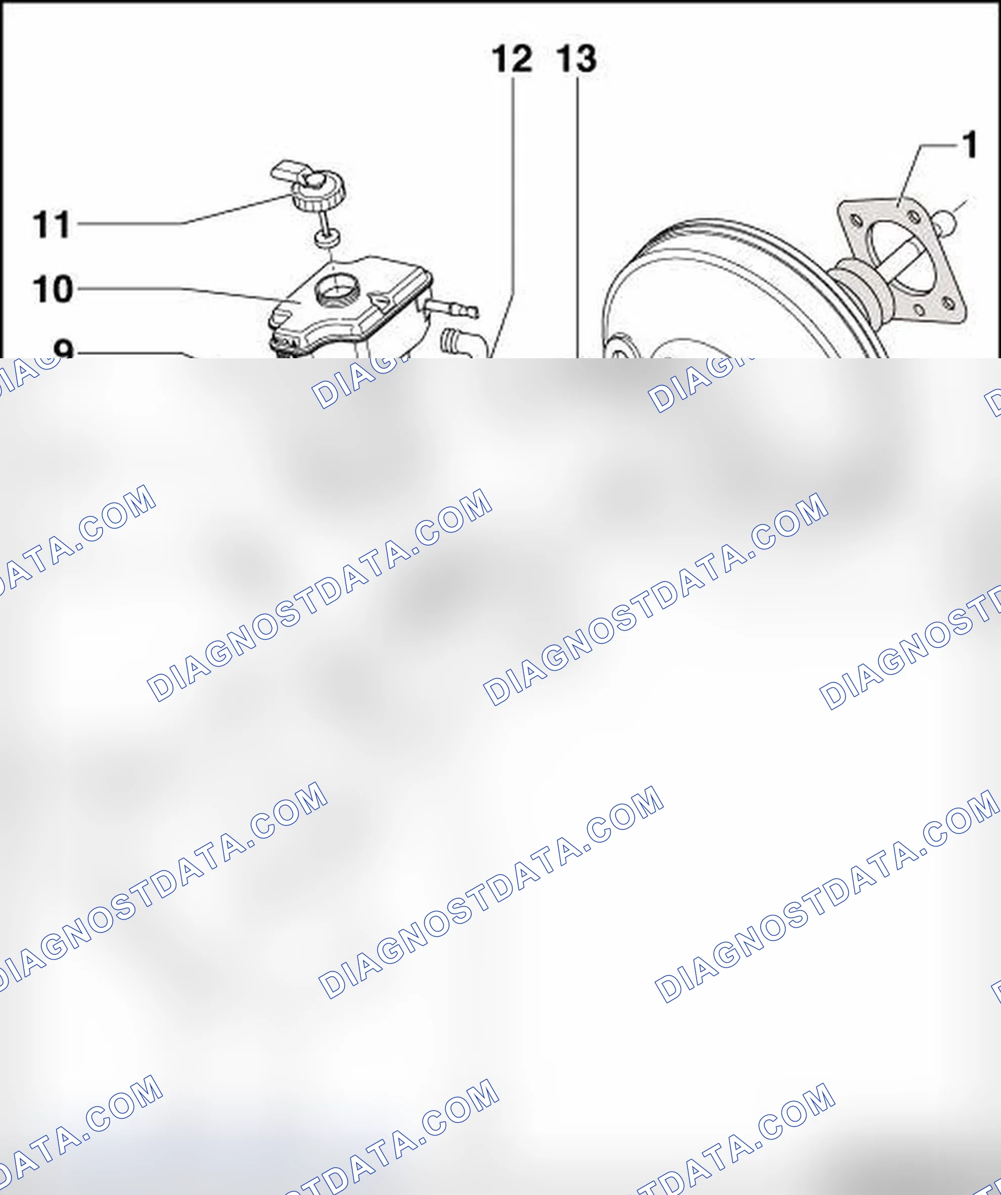Scheme 122: BRAKE BOOSTER AND BRAKE MASTER CYLINDER ASSEMBLY OVERVIEW