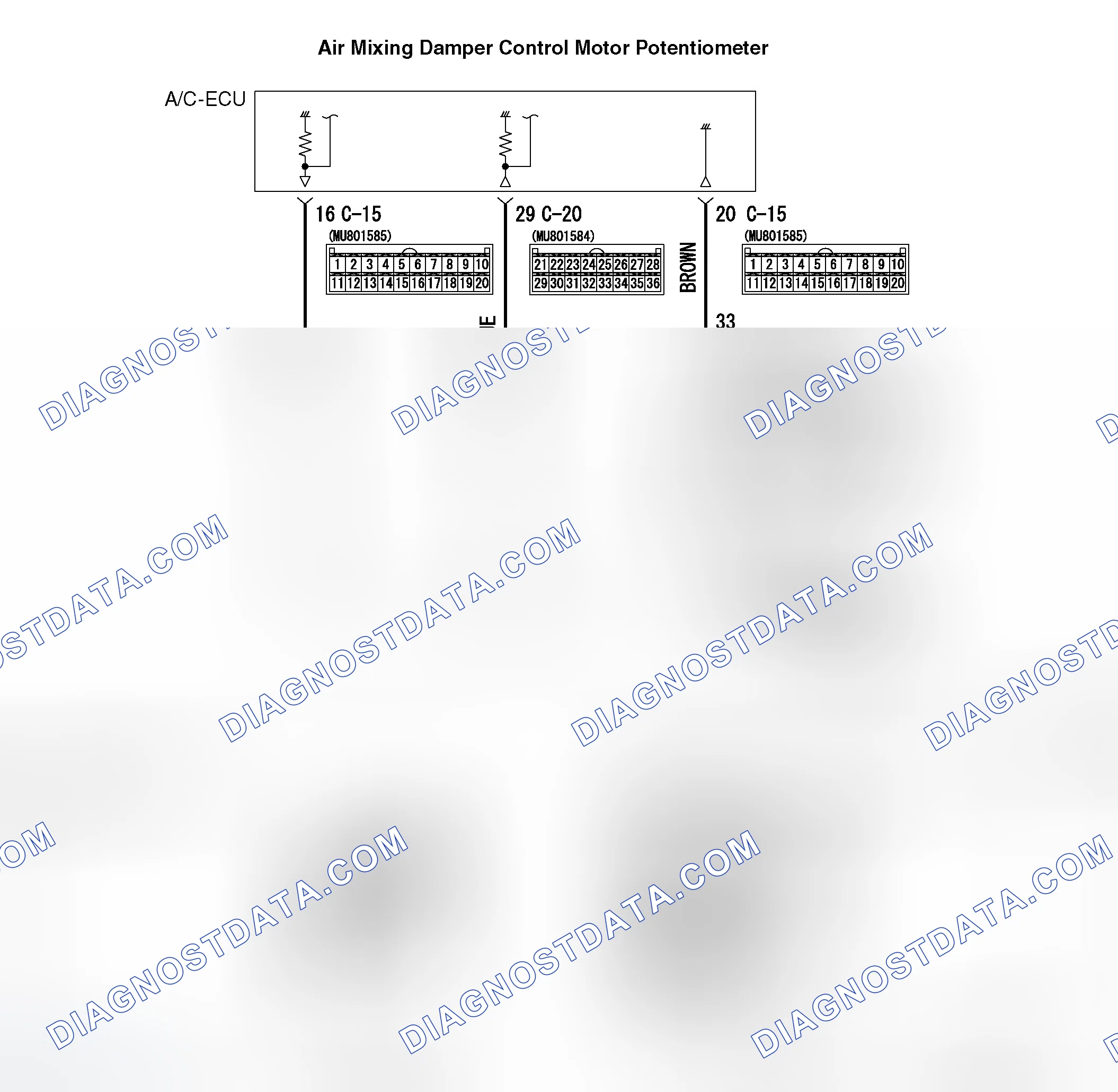 Scheme 80: DTC B1041: AIR MIXING DAMPER CONTROL MOTOR AND POTENTIOMETER (POTENTIOMETER SYSTEM SHORTED TO ITS PO
