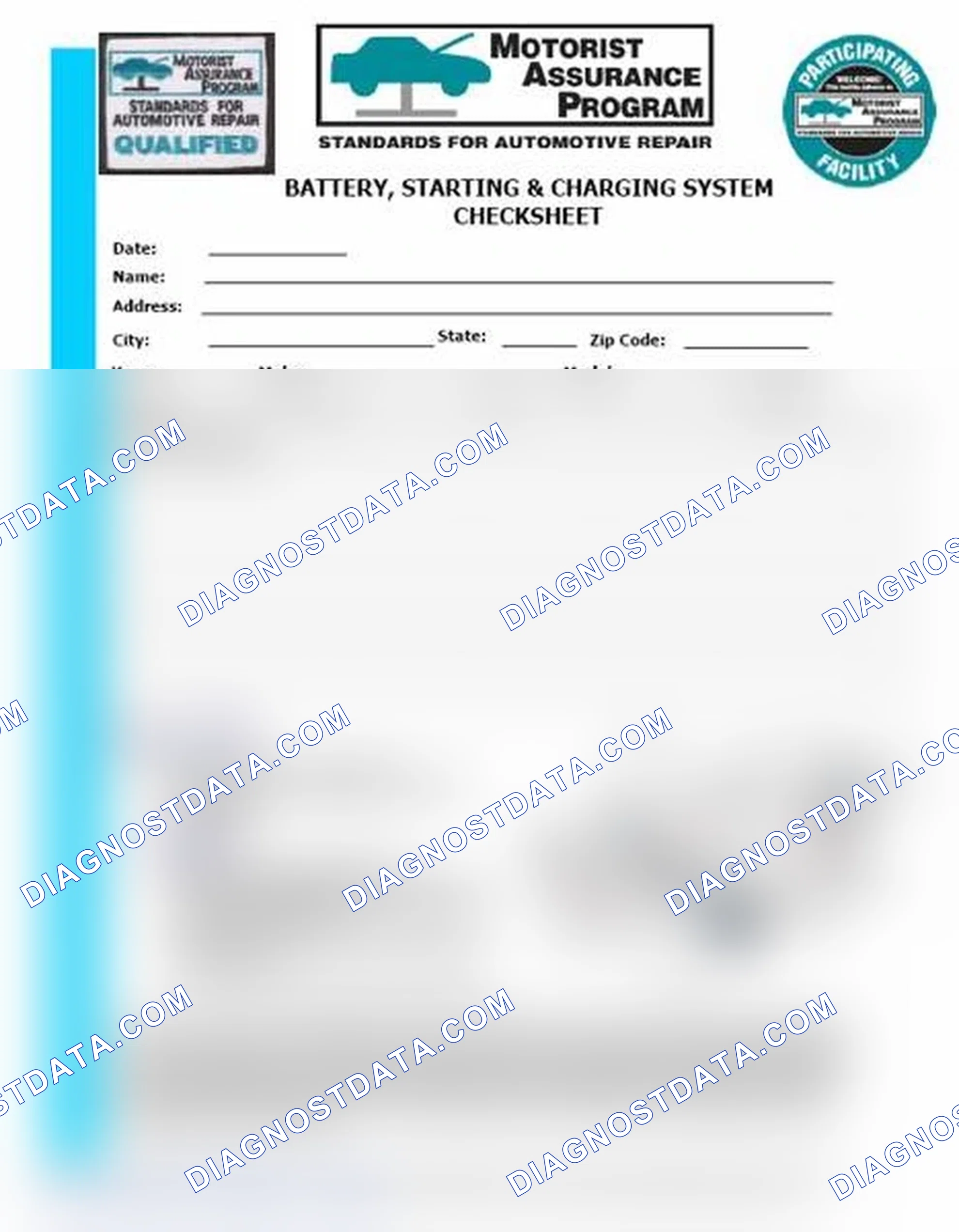Scheme 3: Battery, Starting & Charging System Checksheet (1 Of 2)