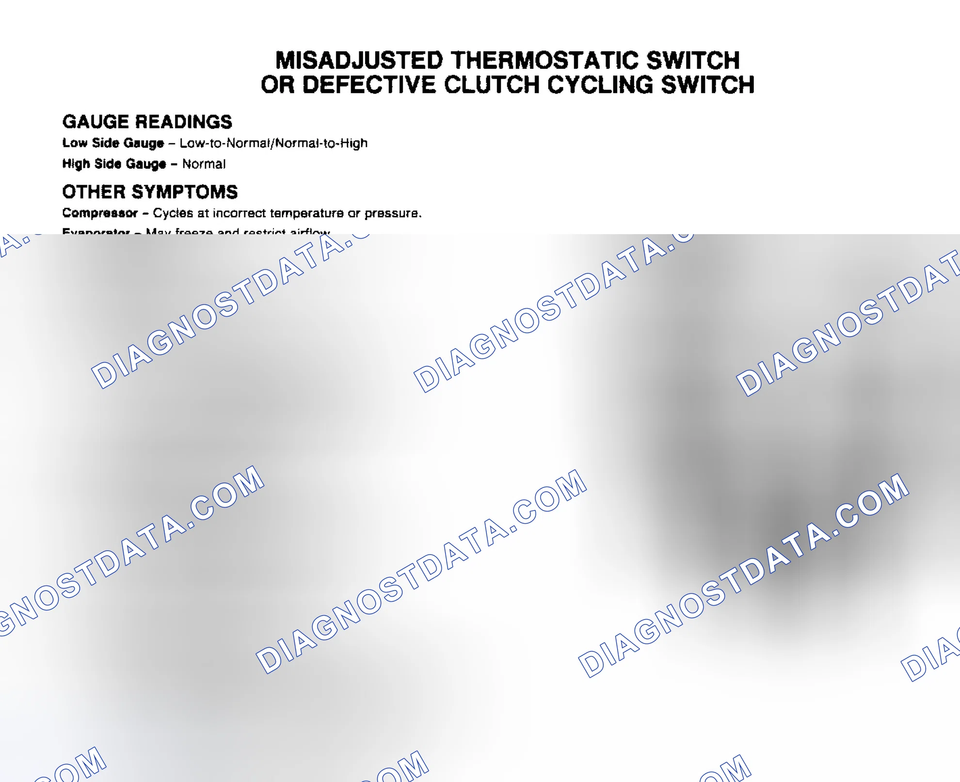 Scheme 3: Misadjusted Thermostatic Switch or Defective Clutch Cycling Switch Gauge Indications