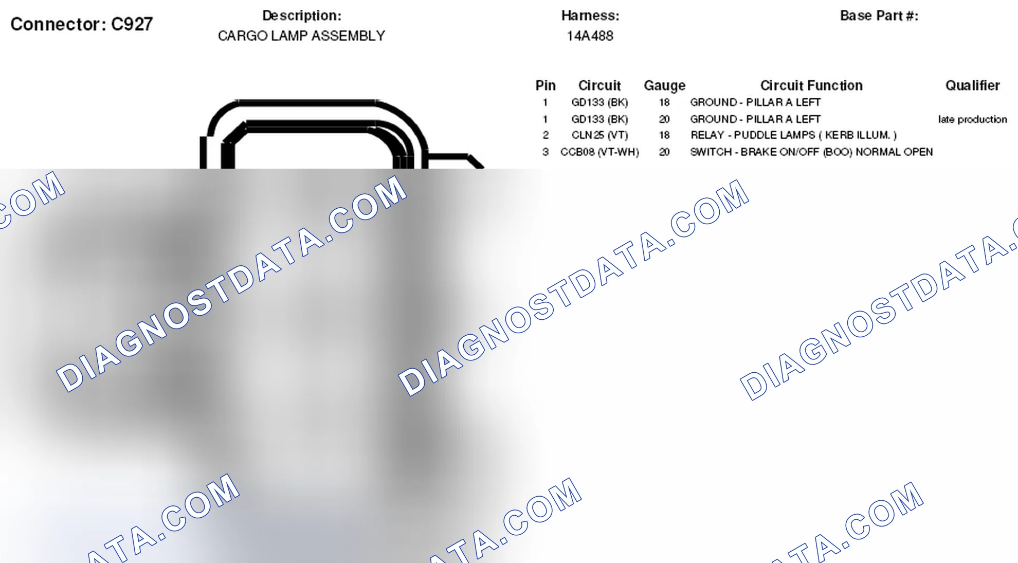 Scheme 249: Cargo Lamp Assembly Connector End View (C927)