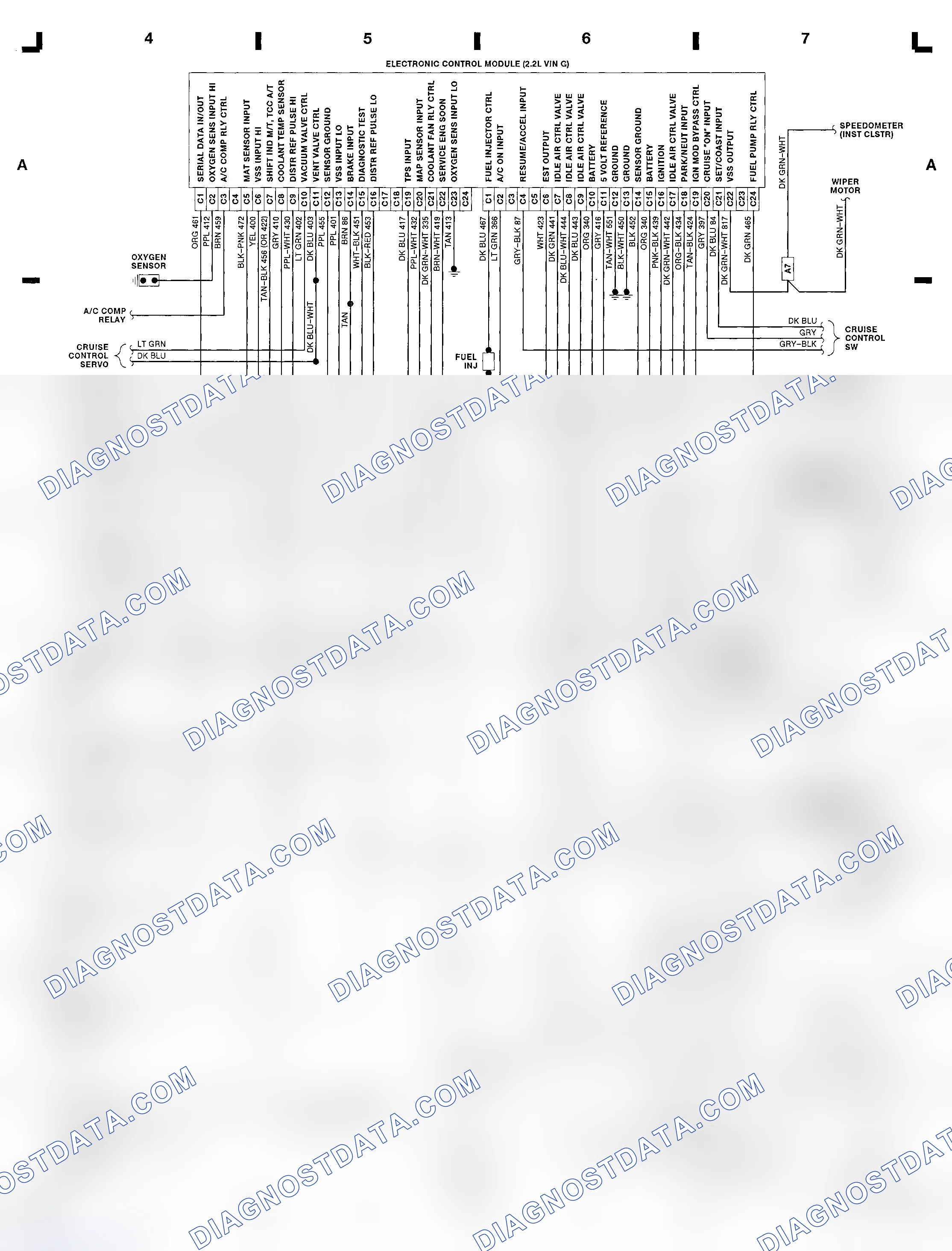Scheme 2: 2.2L (VIN G) ECM Wiring Diagram (Beretta & Corsica)