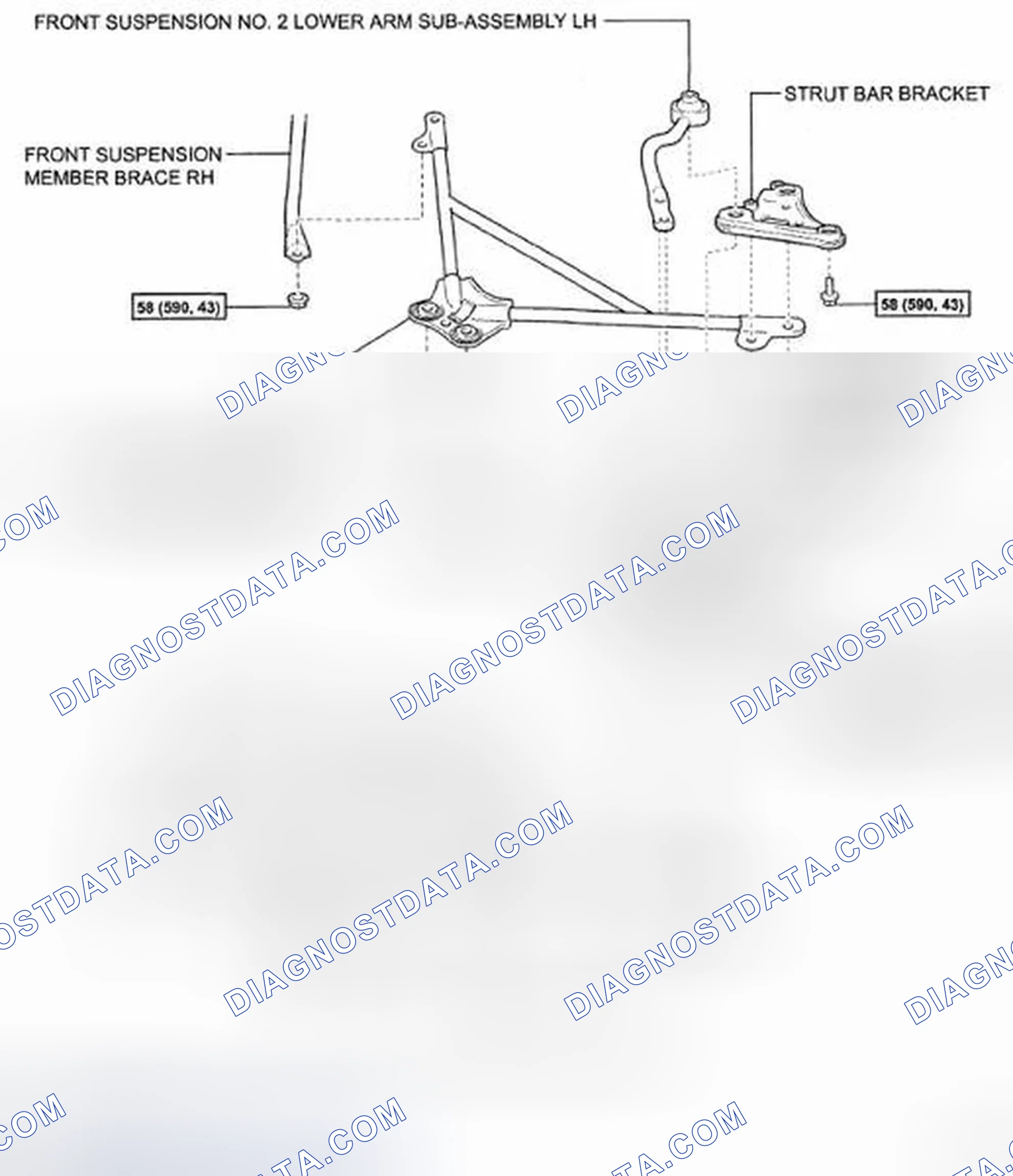 Fig. 48: Identifying Front Suspension No. 2 Lower Arm Components With Torque Specifications