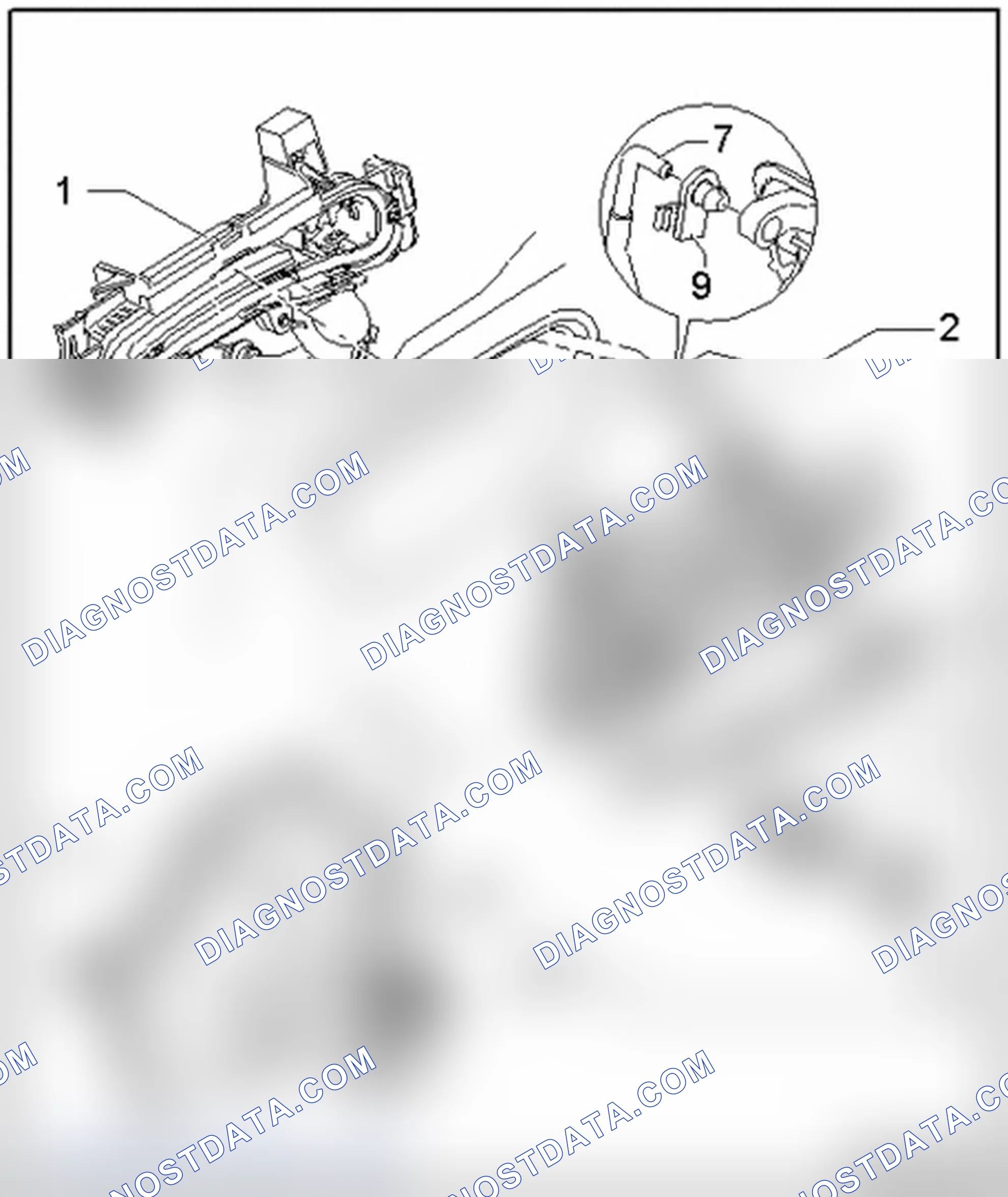 Scheme 349: Door handle and door lock - assembly overview