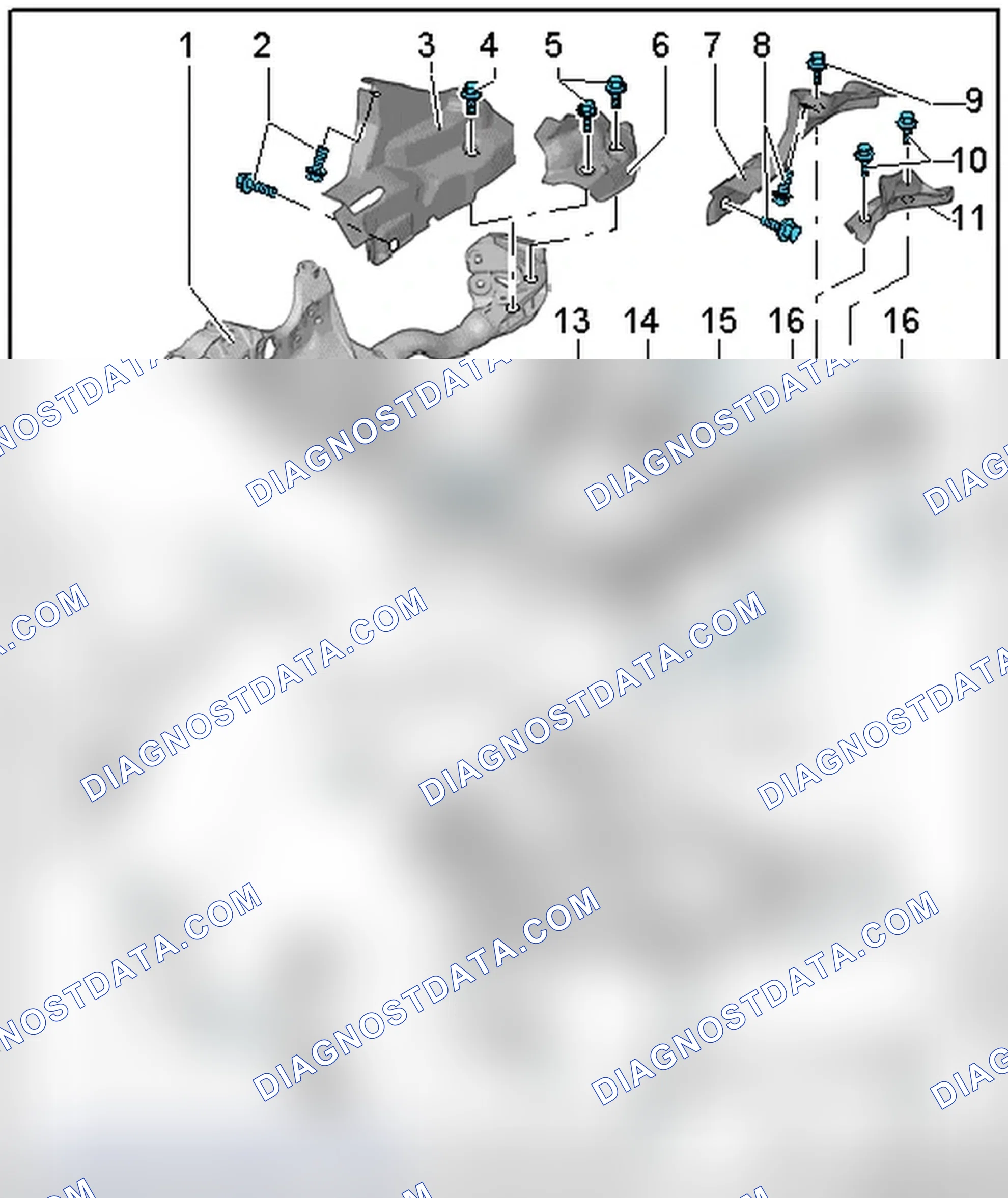Scheme 5: SUBFRAME, CROSSBRACE, DIAGONAL BRACE, STABILIZER BAR, COUPLING ROD AND SUBFRAME SHIELD OVERVIEW, FRO