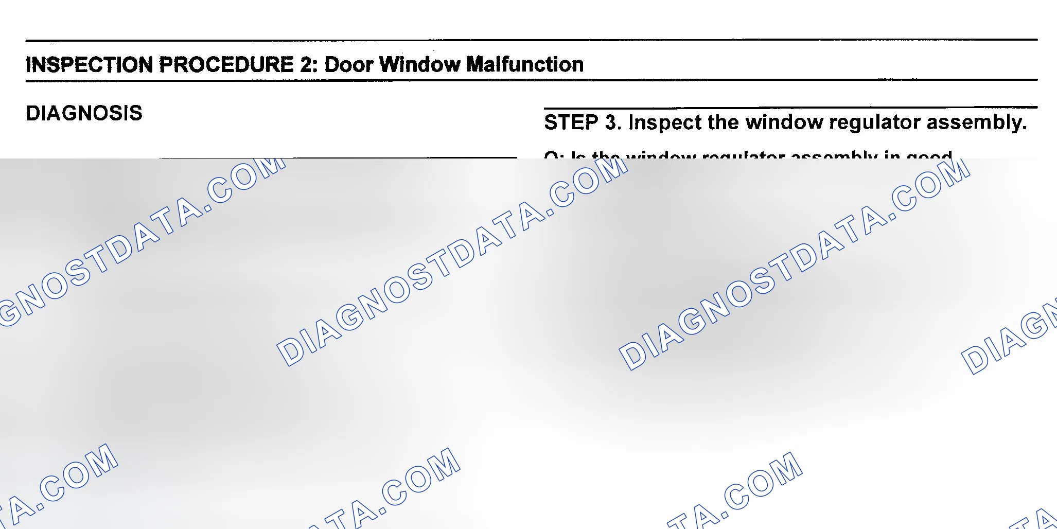 Scheme 2: INSPECTION PROCEDURE 2: DOOR WINDOW MALFUNCTION