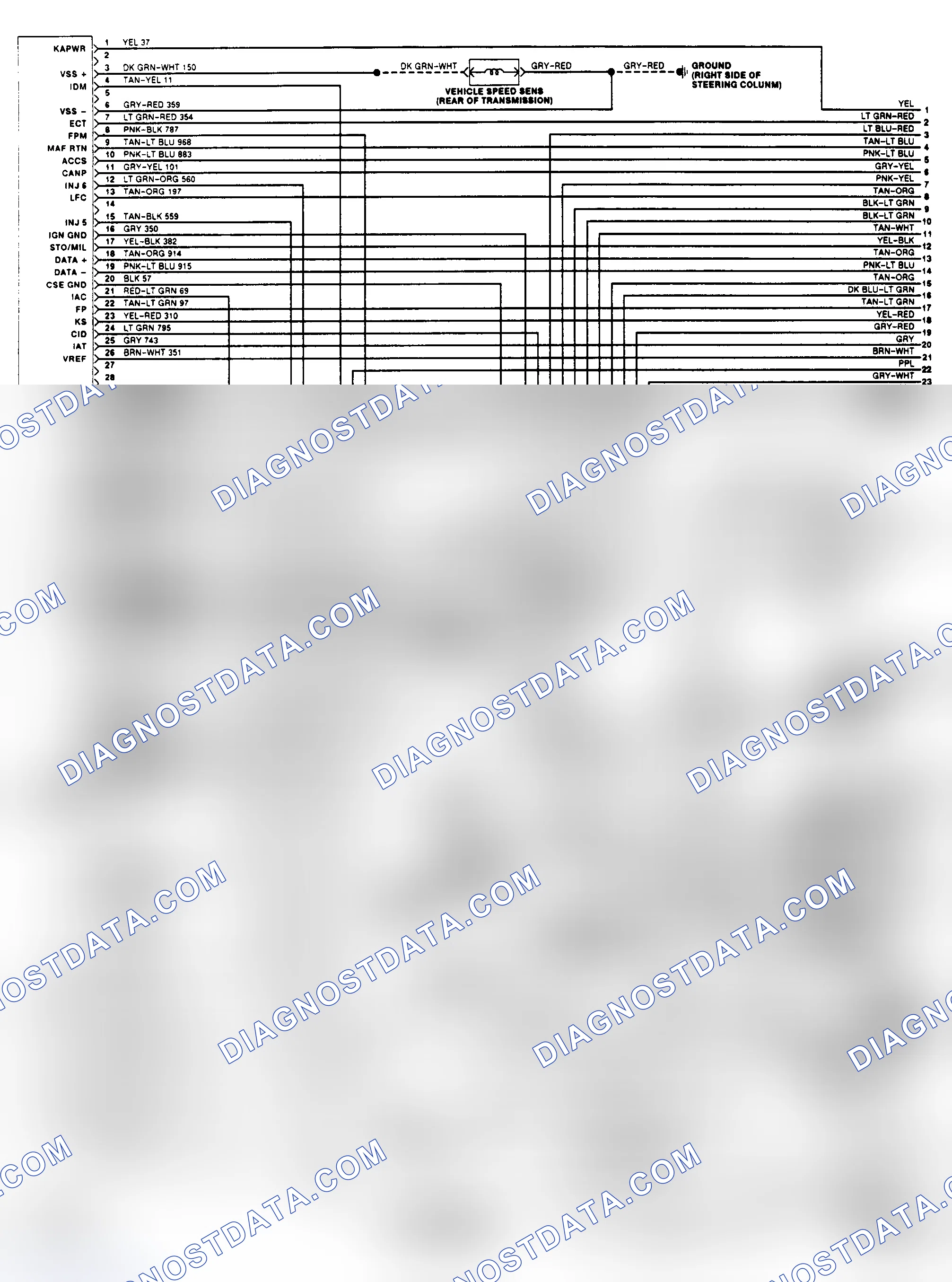 Scheme 133: EEC-IV Wiring Diagram (Thunderbird 3.8L SC - 1 of 3)