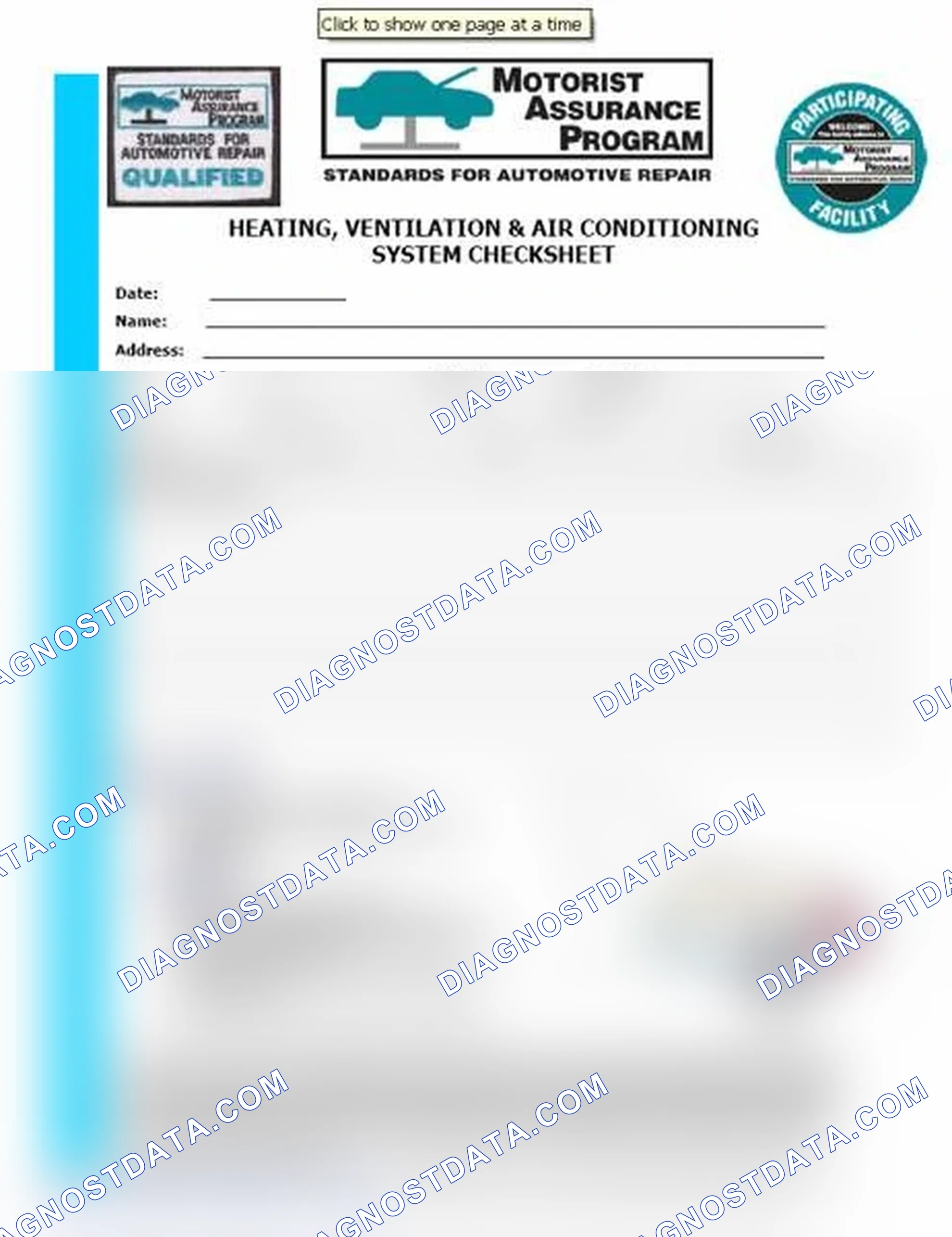 Scheme 15: Heating, Ventilation & Air Conditioning System Checksheet (1 Of 2)