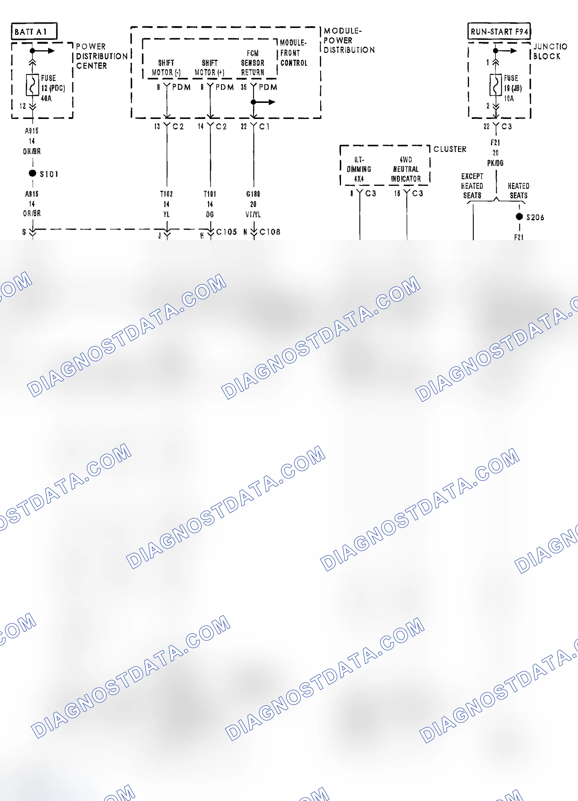 Scheme 12: C1401- TRANSFER CASE RANGE SELECT SWITCH CIRCUIT LOW