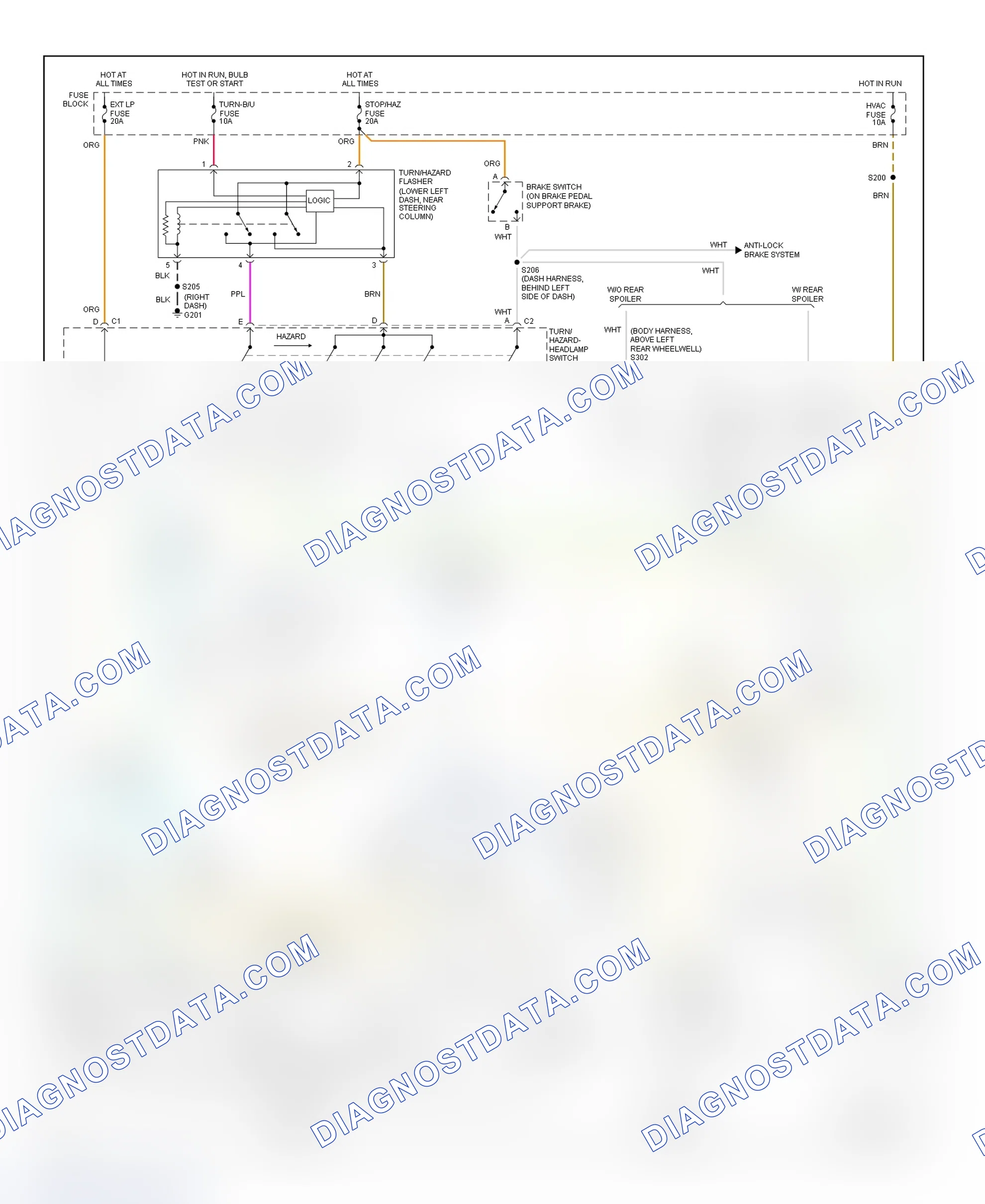 Scheme 11: Exterior Lights Wiring Diagram (Cavalier & Sunfire)