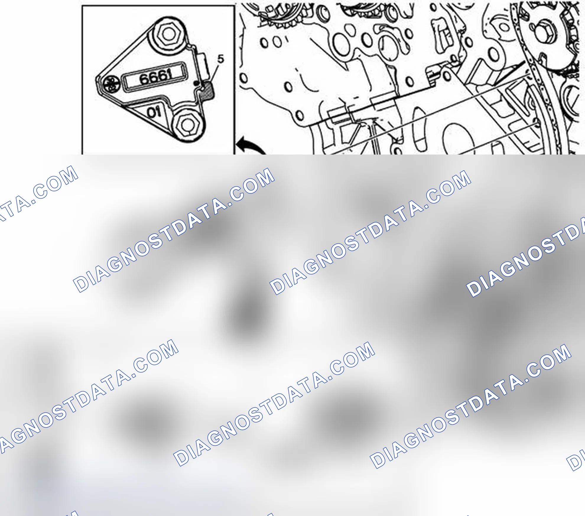 Scheme 190: Secondary Camshaft Drive Chain Tensioner Installation - Left Side