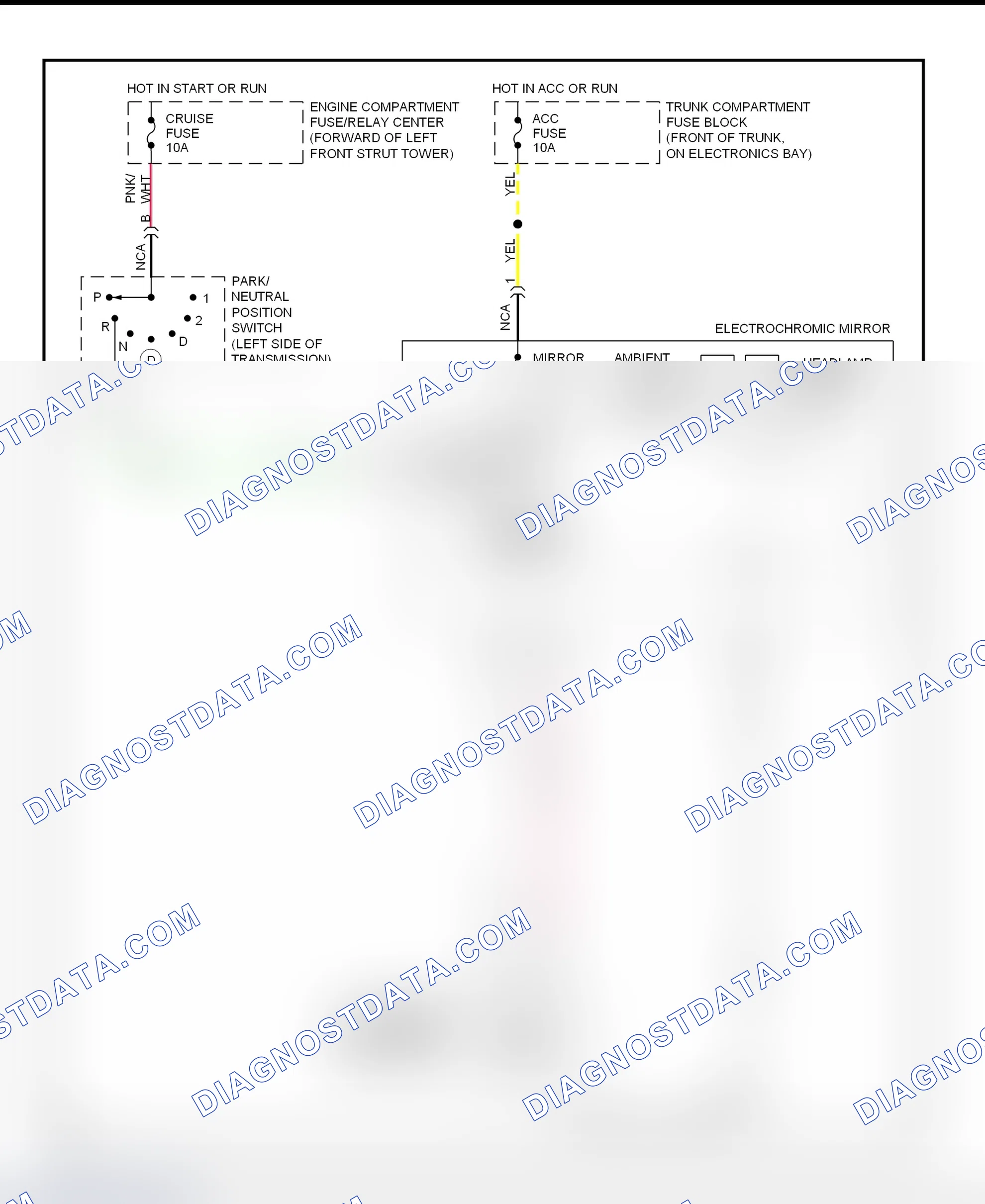 Scheme 2: Automatic Day/Night Mirror System Wiring Diagram (Concours & DeVille)
