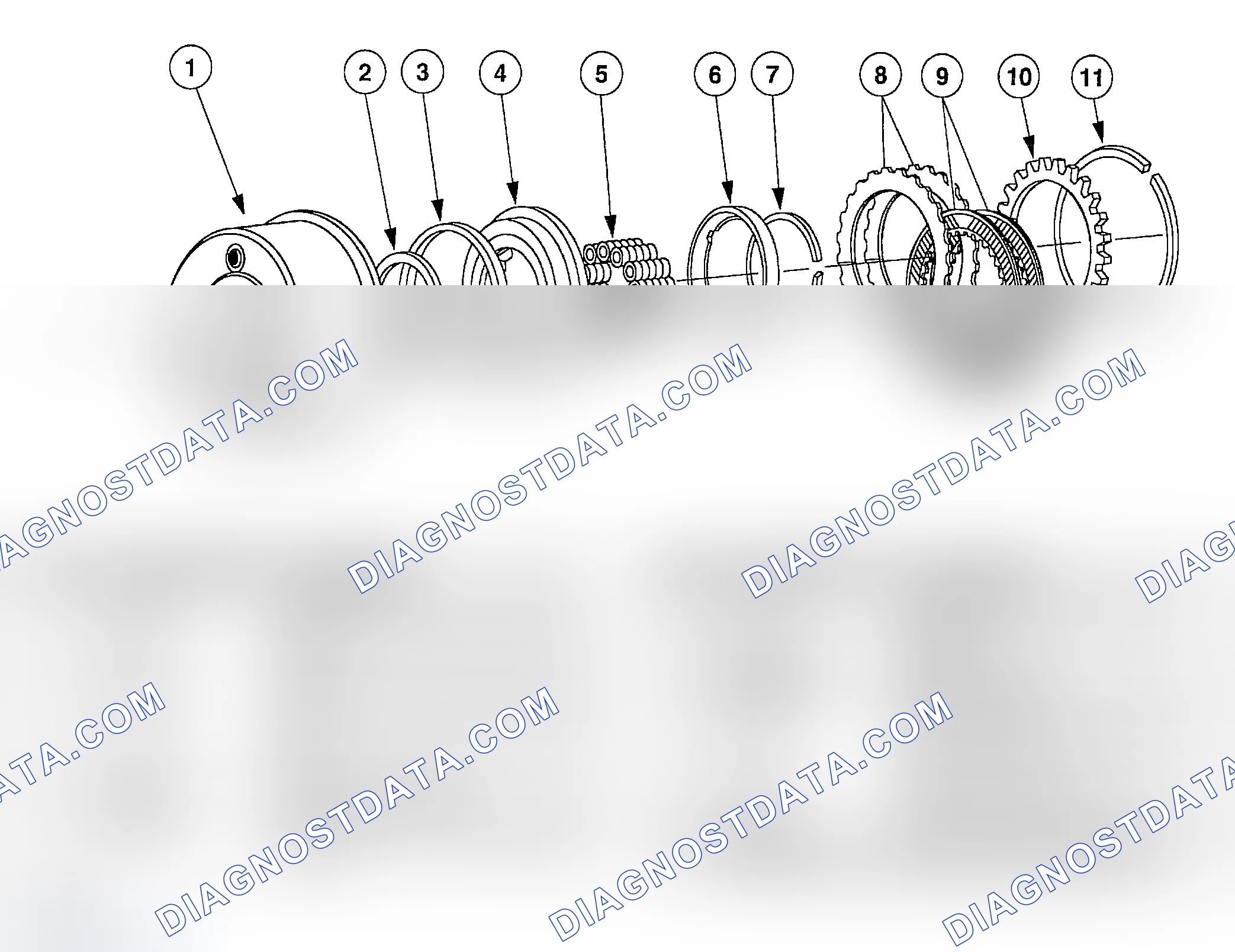 Scheme 582: Front Brake & Coast Clutch Drum Assembly Components