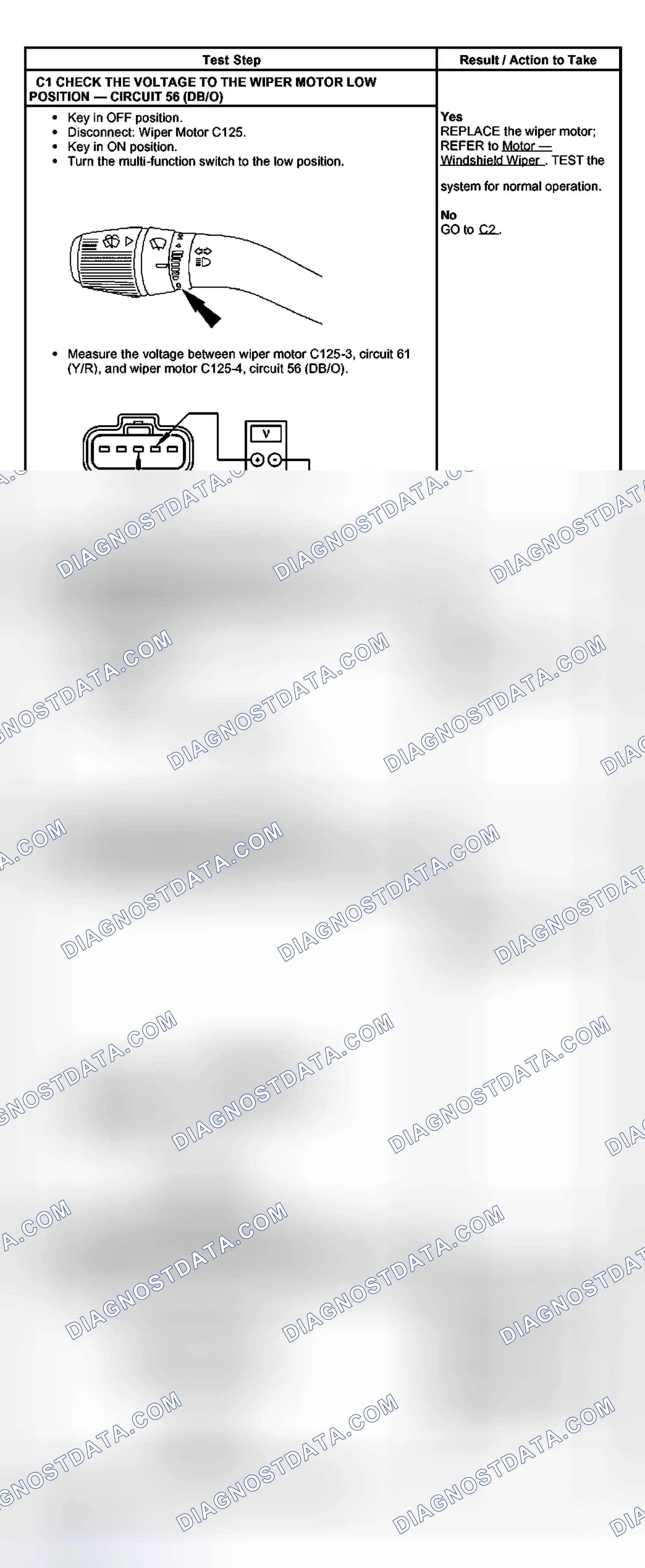 Scheme 23: PINPOINT TEST C: THE LOW WIPER SPEED DOES NOT OPERATE PROPERLY