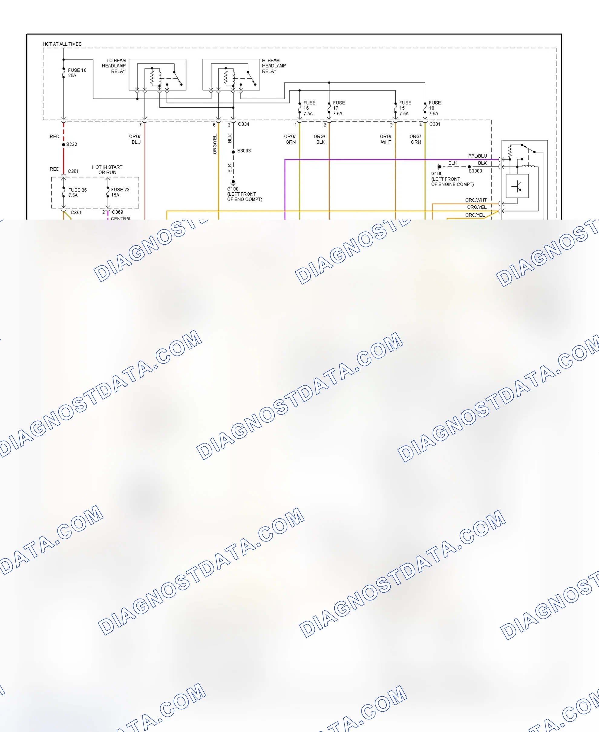 Scheme 22: Daytime Running Lights Wiring Diagram (Contour & Mystique - With DRL)