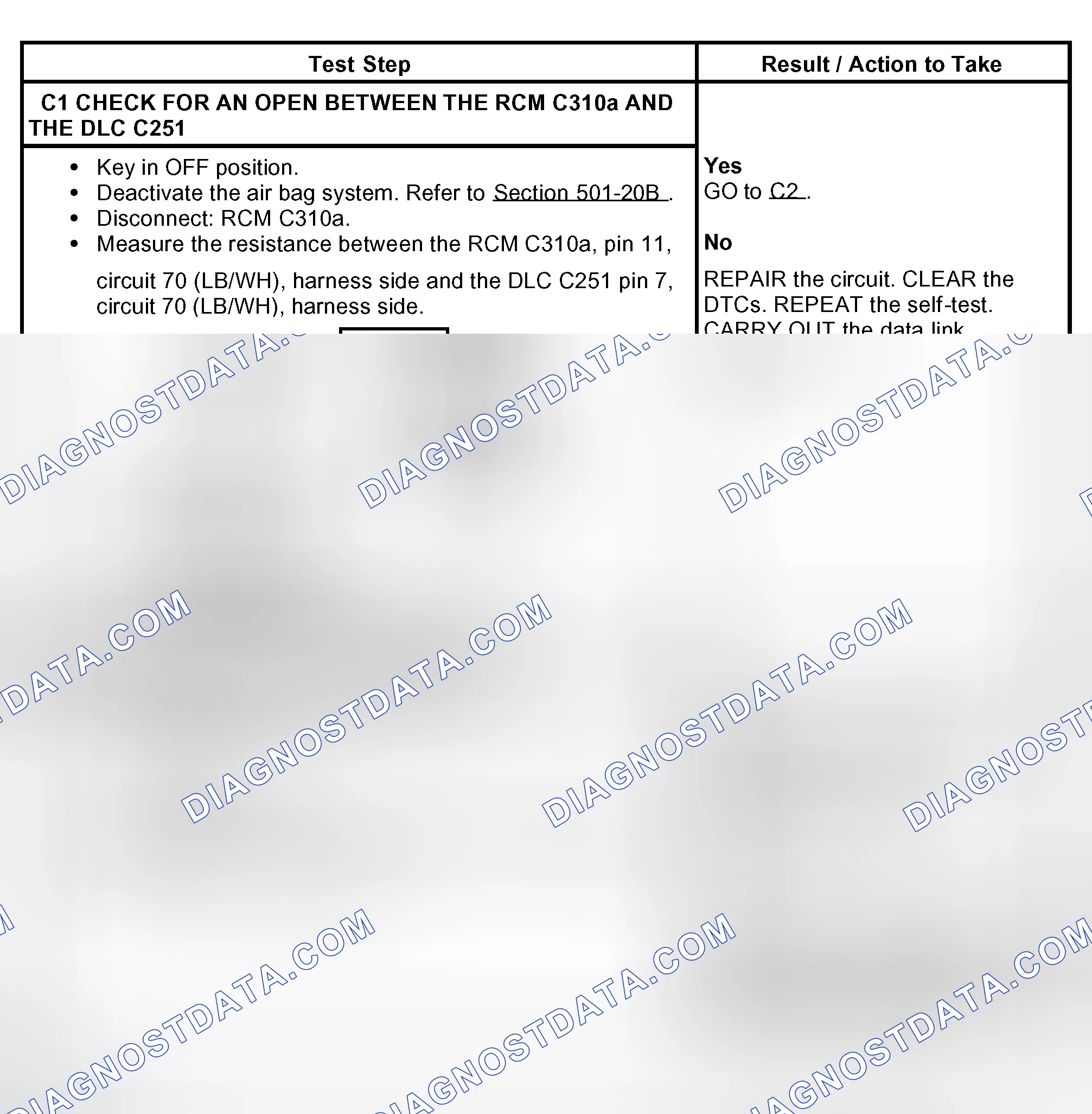 Scheme 7: PINPOINT TEST C: THE RESTRAINT CONTROL MODULE (RCM) DOES NOT RESPOND TO THE DIAGNOSTIC TOOL