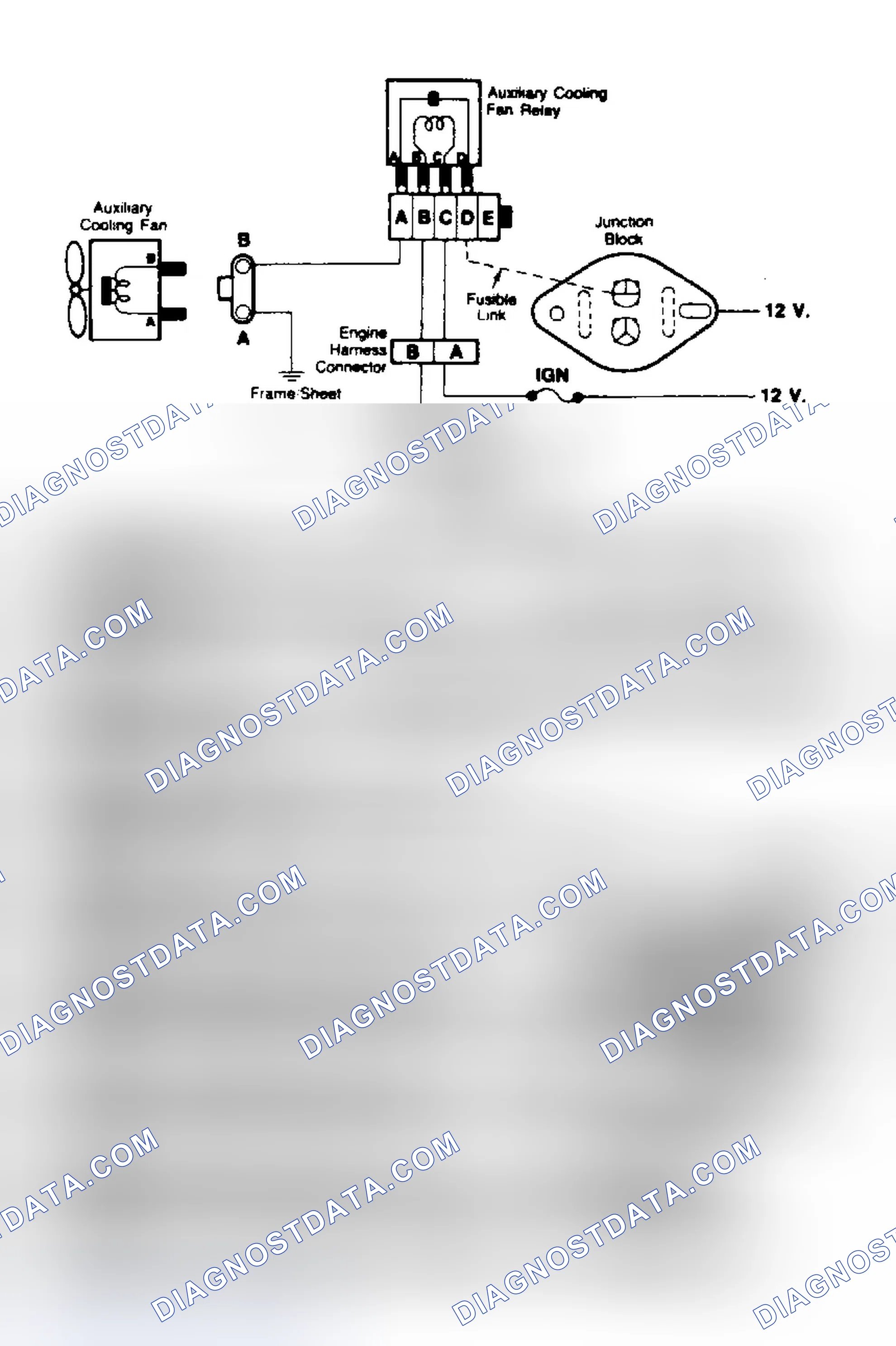 Scheme 74: Cooling Fan Circuit Schematic & Flow Chart (7.4L G, C & K Series With A/C)