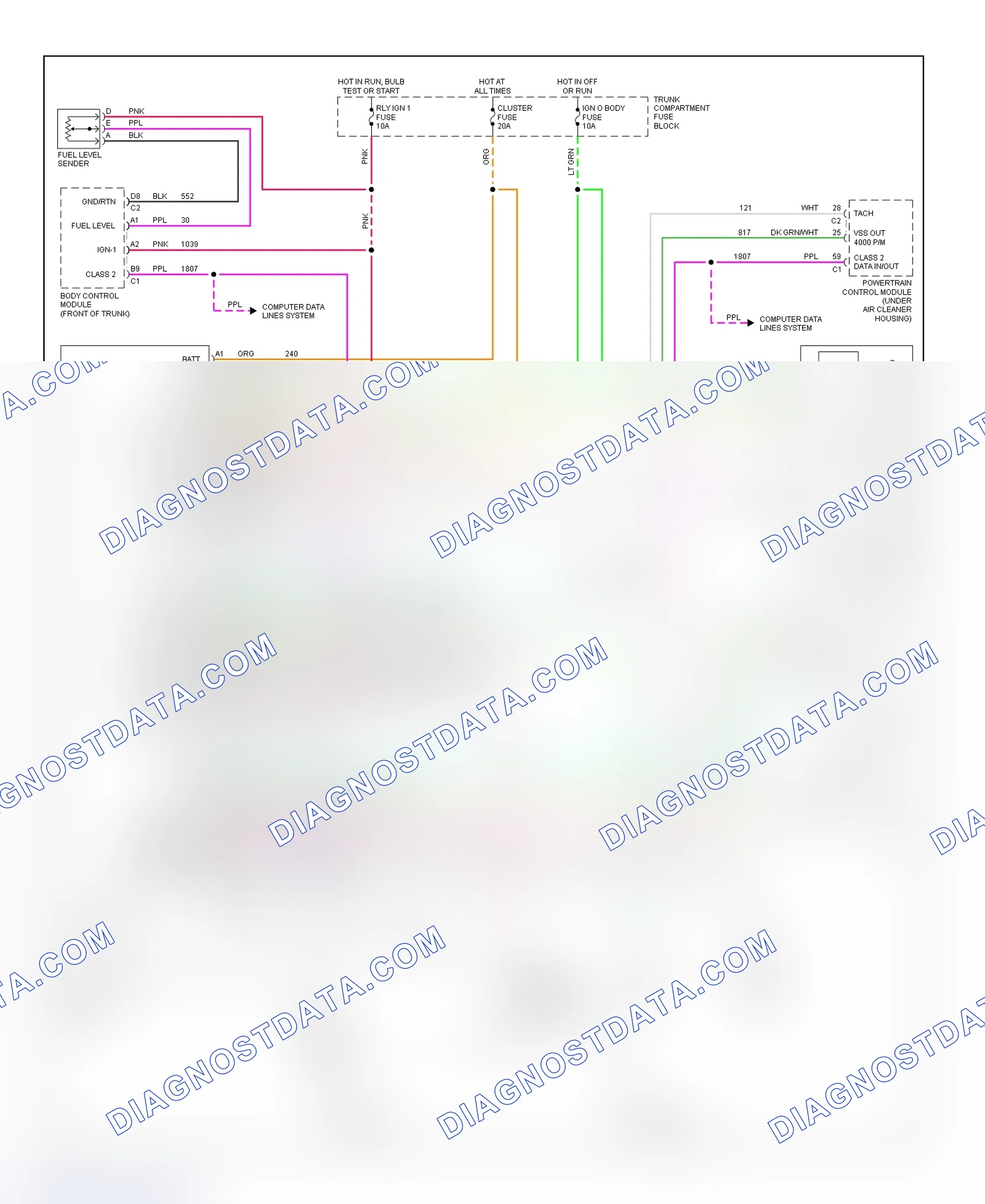 Fig. 8: Instrument Panel Wiring Diagram (Concours, DeVille & Seville)