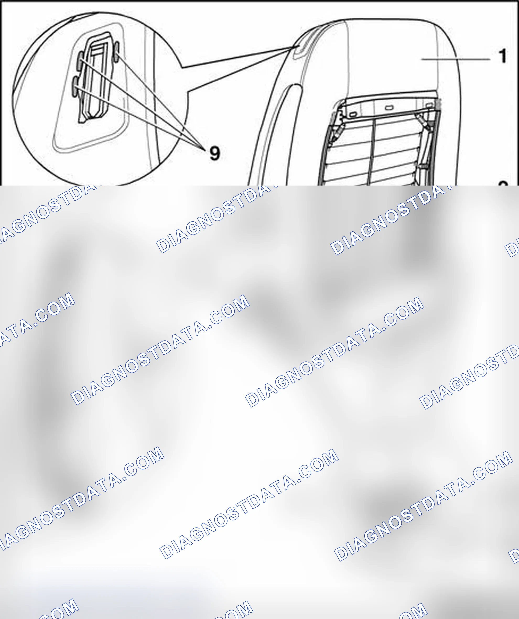 Scheme 254: Removing cover and padding from backrest frame