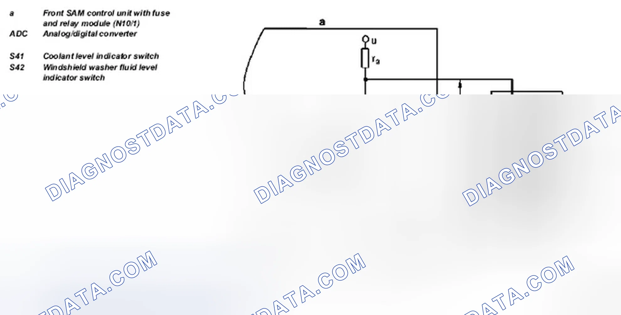 Fig. 127: Diagram For Low Washer Fluid Level - Model 203.0 /2 /7 As Of 1.6.05