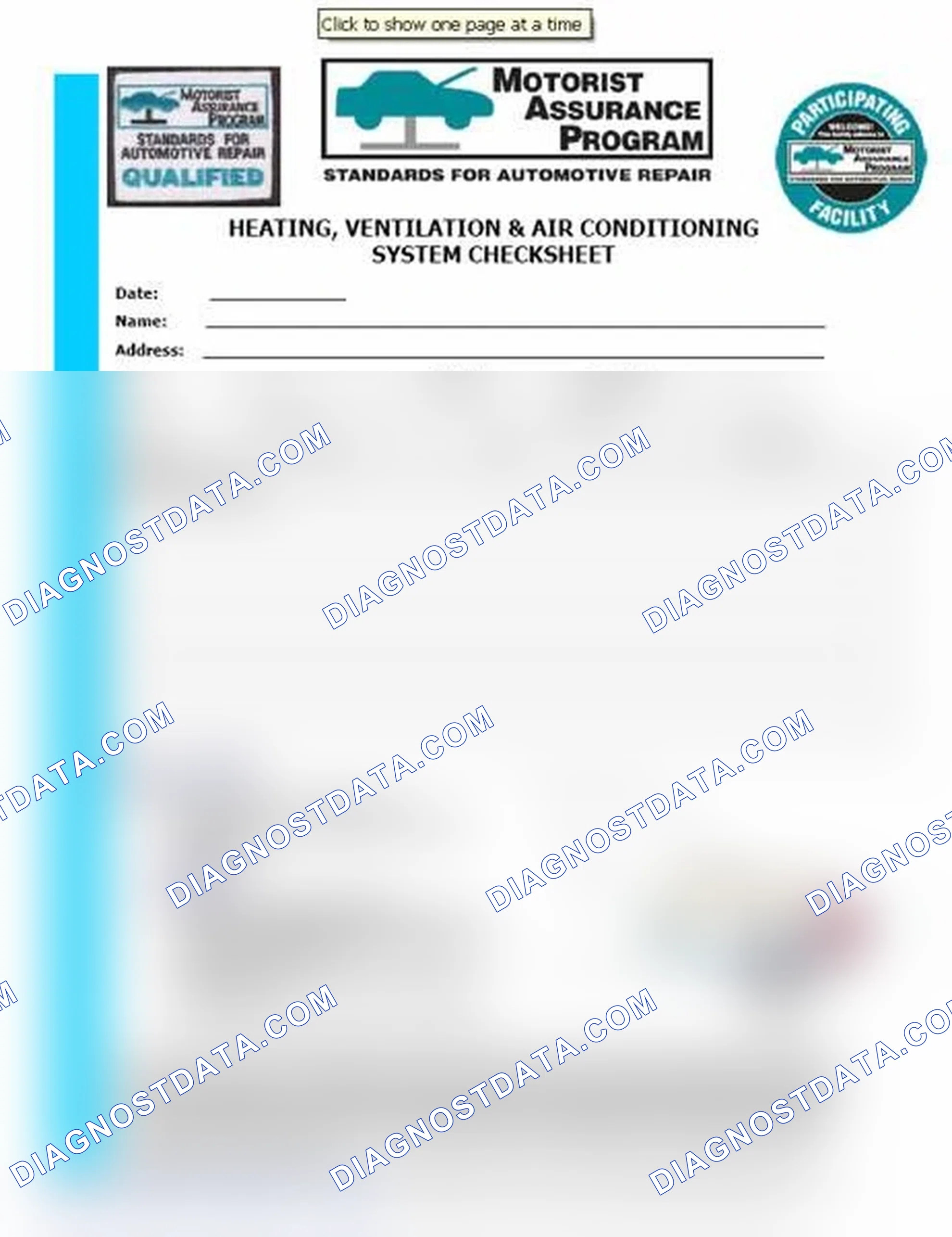 Scheme 15: Heating, Ventilation & Air Conditioning System Checksheet (1 Of 2)
