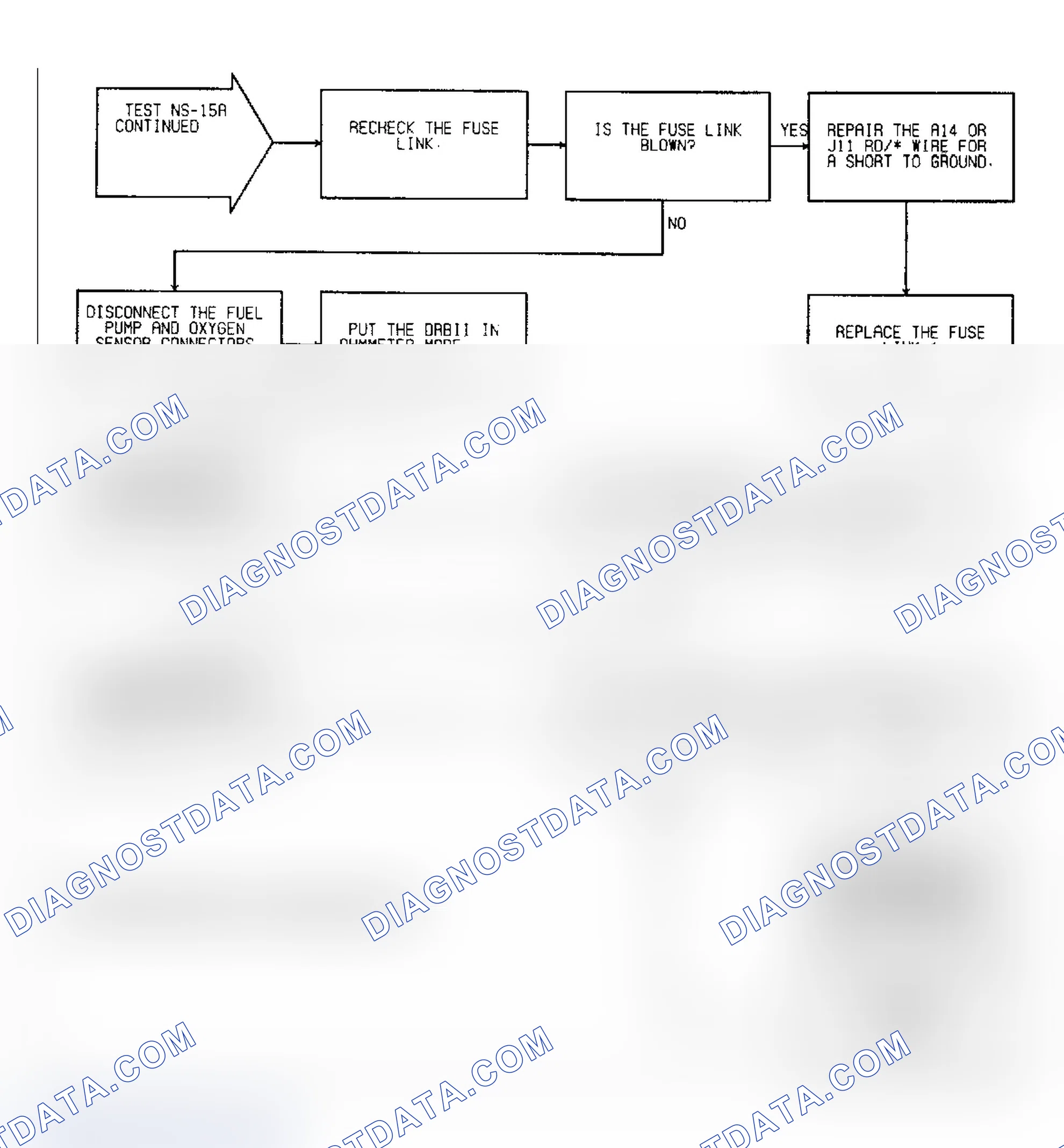 Scheme 58: Test NS-15A: (2 of 3) Checking ASD Relay Power Feed To Fuel Pump O2 Sensor & Injector