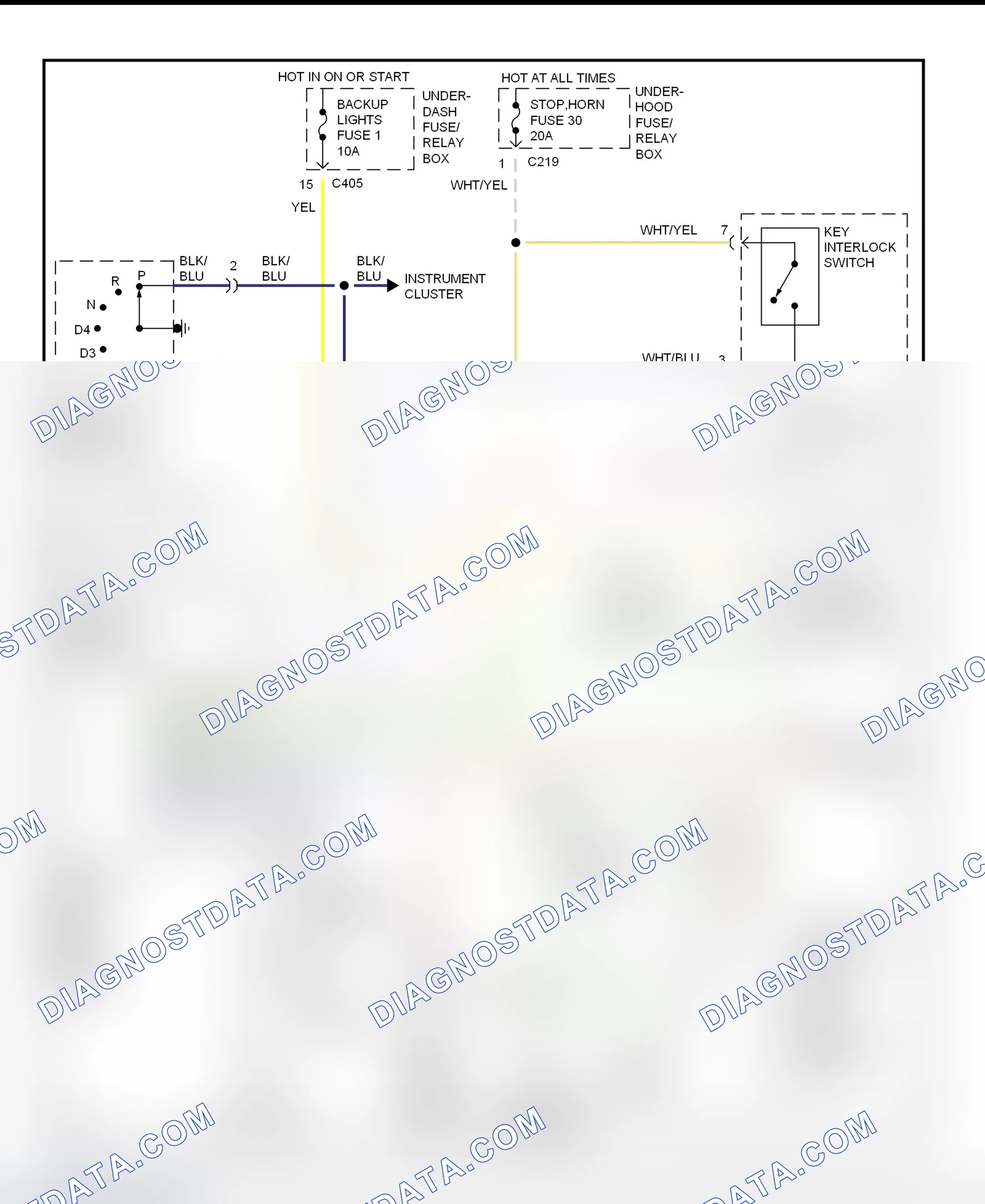 Scheme 40: Shift & Key Interlock System Wiring Schematic (1998 Acura 2.3CL & 3.0CL)