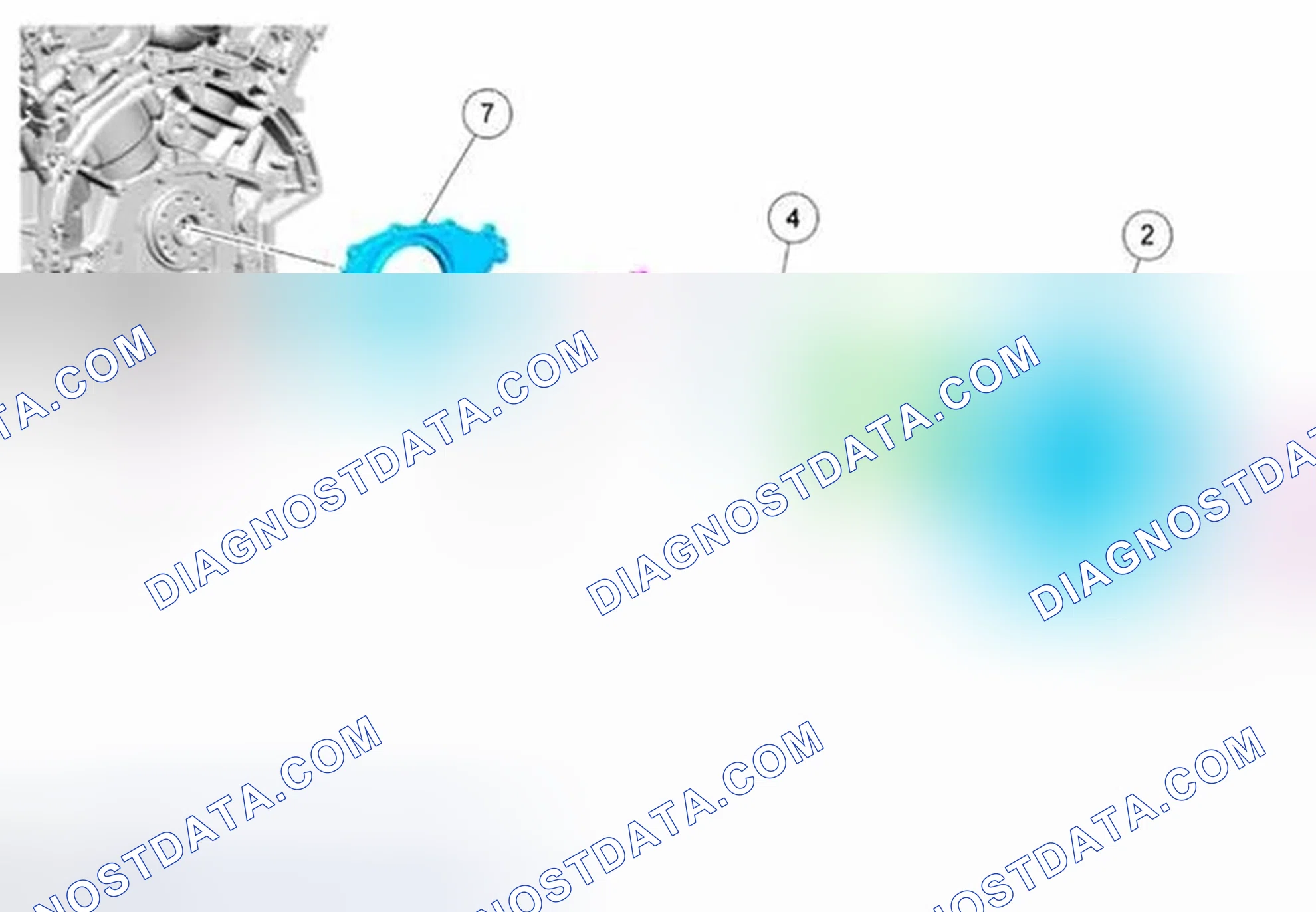 Scheme 47: Flexplate or Flywheel and Crankshaft Rear Seal - Exploded View