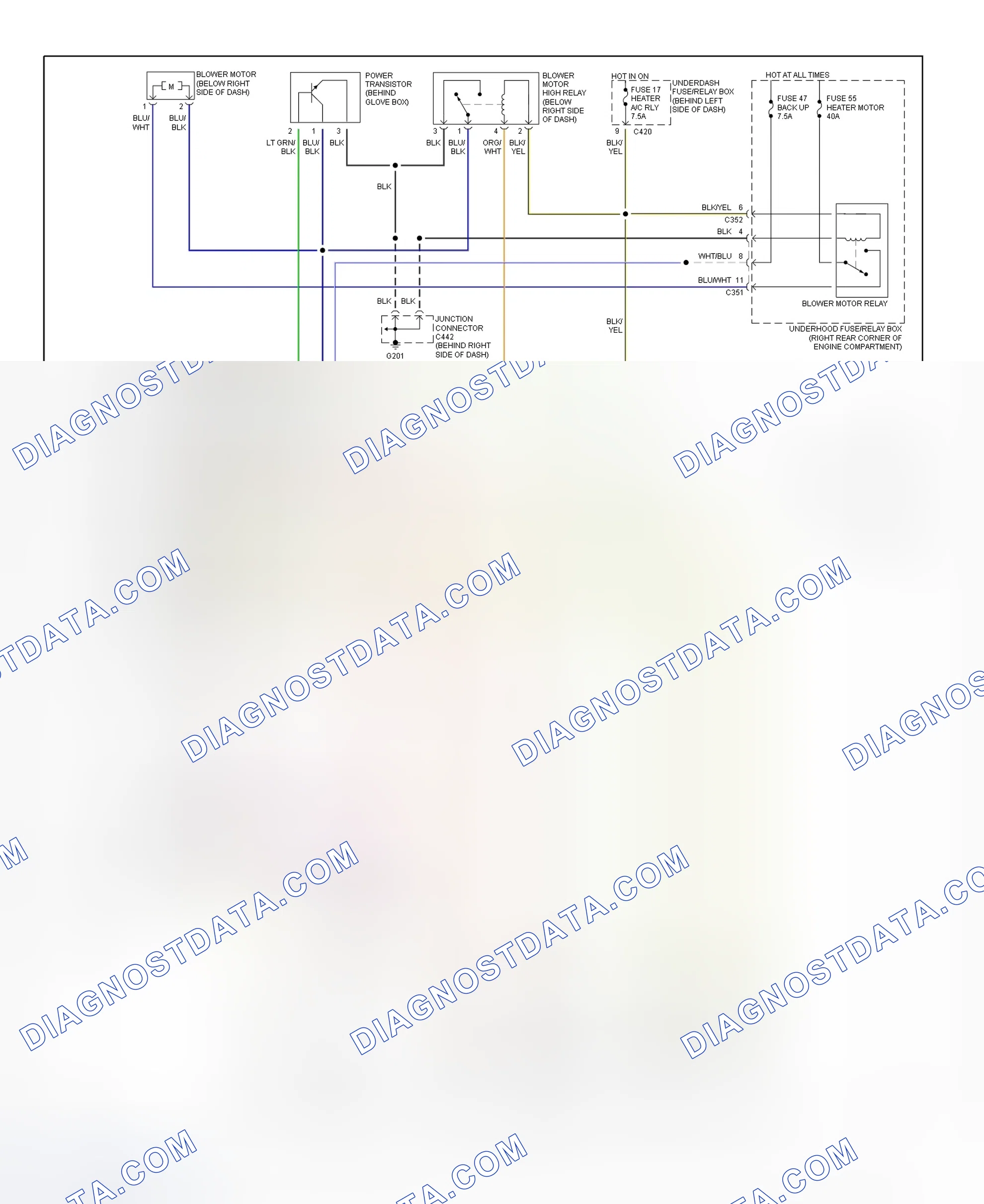 Fig. 11: Heater Systems Wiring Diagram (2000 Civic)