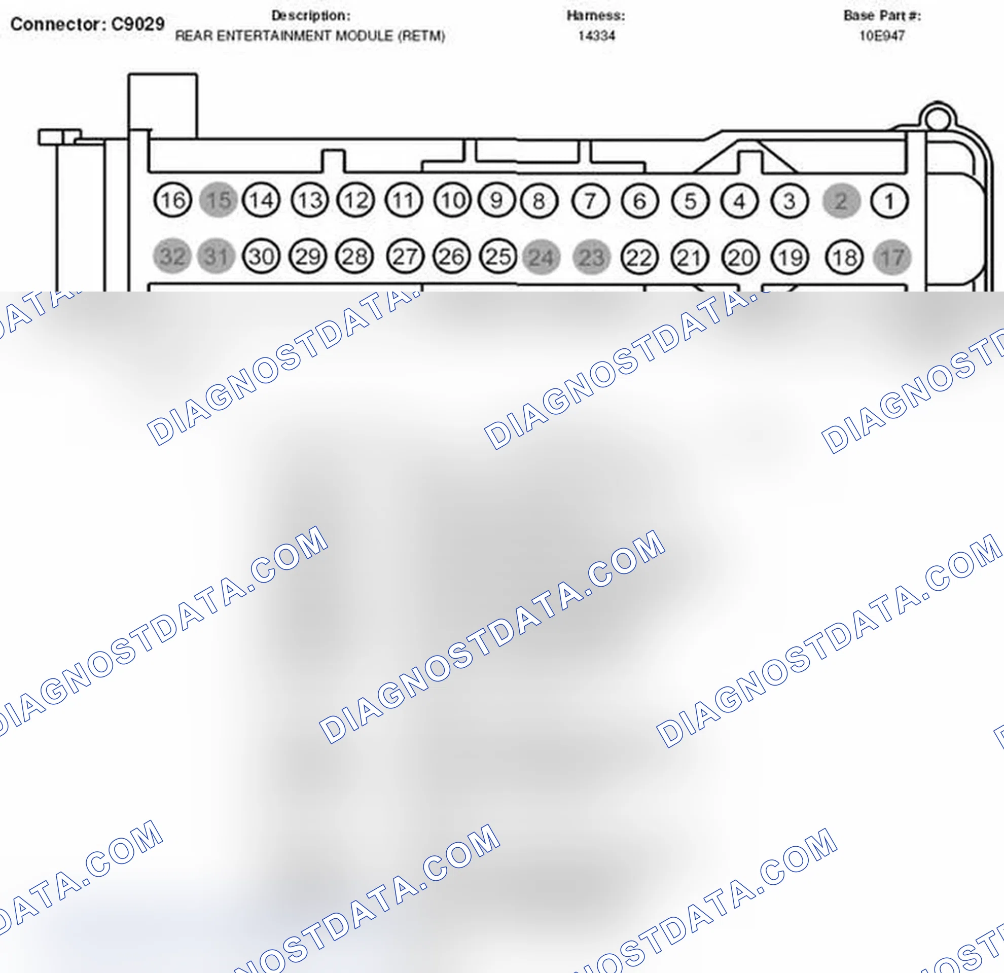 Scheme 331: Rear Entertainment Module Connector End View (C9029)