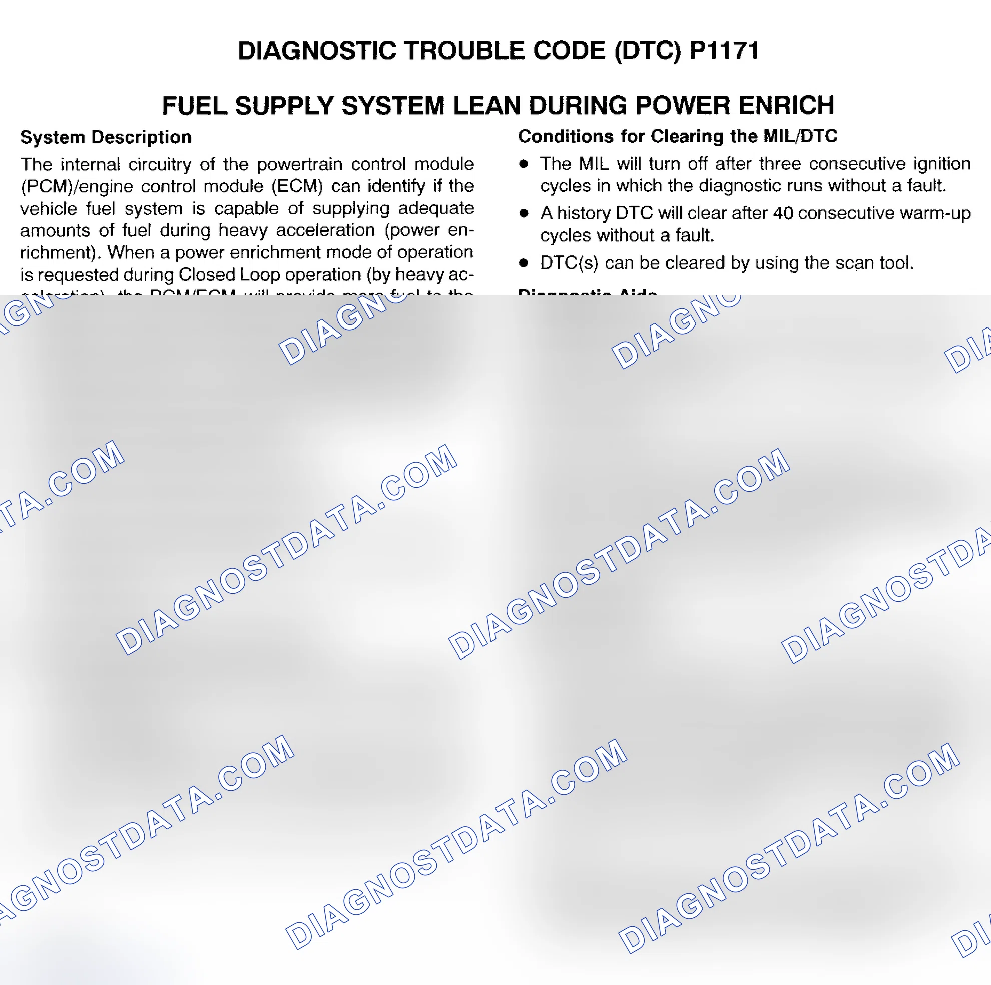 Scheme 238: DTC P1171: FUEL SUPPLY SYSTEM LEAN DURING POWER ENRICH